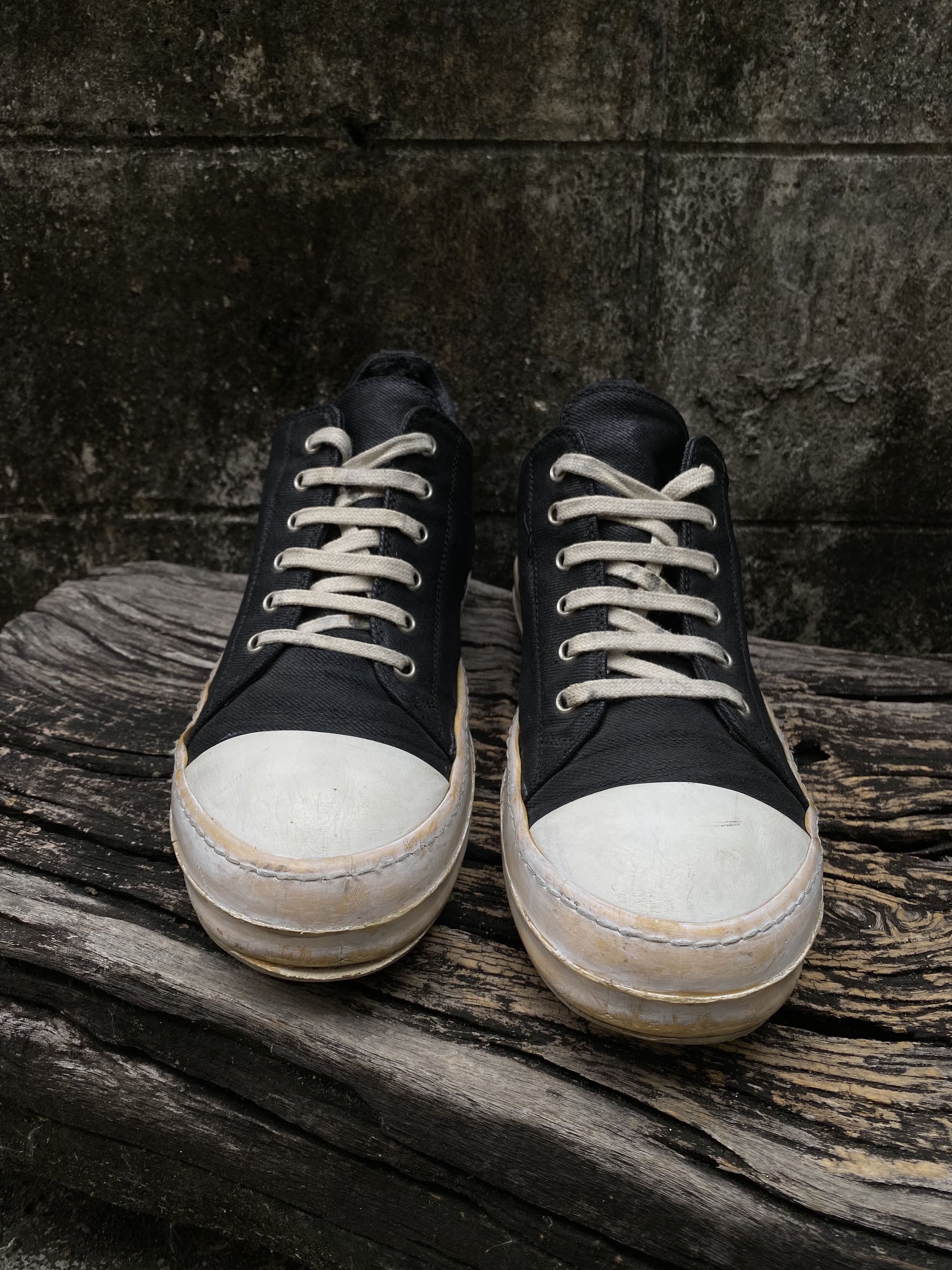 Rick Owens Drkshdw Rick Owens DRKSHDW Ramones Low Black Waxed Canvas Toe EU41.5 Size US 8.5 / EU 41-42 - 3 Thumbnail