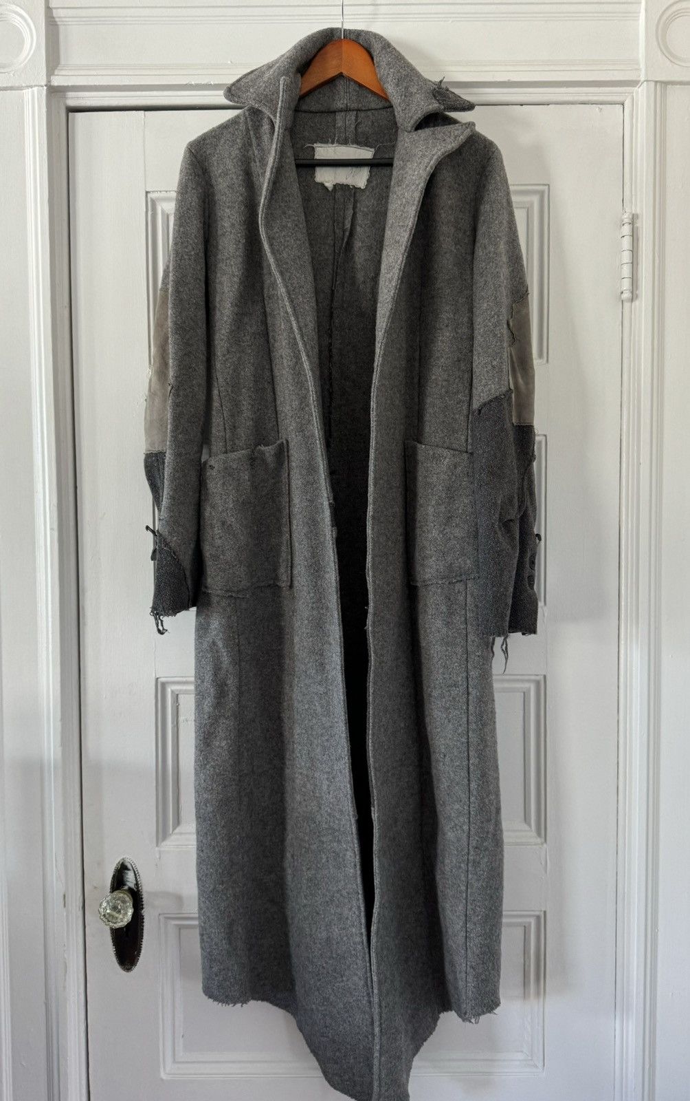 image of Greg Lauren The Long Blanket Batman Coat (Gray) in Grey, Women's (Size Medium)