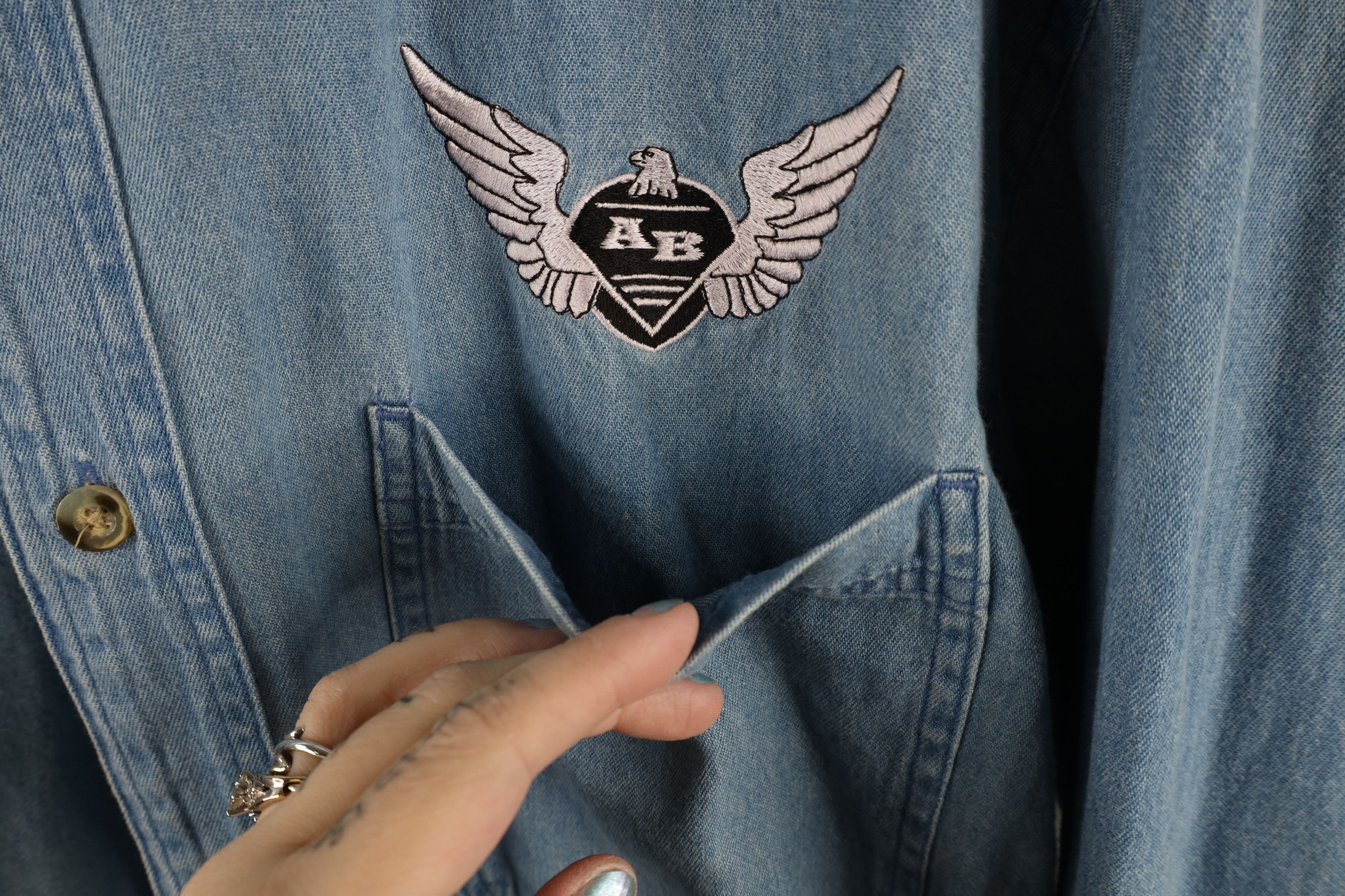 Vintage Vintage Y2K 2000 Eagle Lightning Denim Button Shirt Size US M / EU 48-50 / 2 - 5 Thumbnail