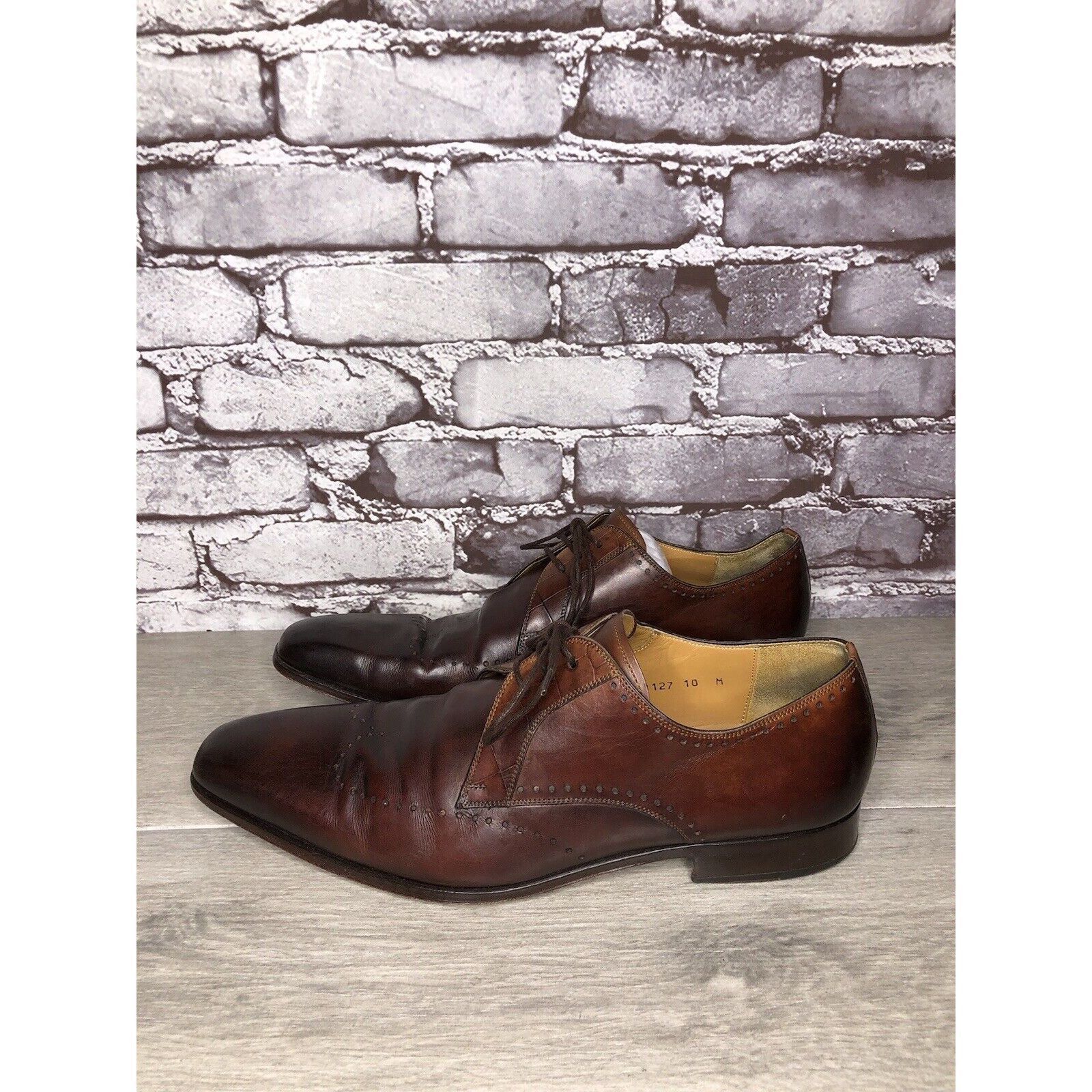 Magnanni Magnanni Neiman Marcus Burnished Brown Leather Wingtip Dress Size US 10 / EU 43 - 20 Thumbnail