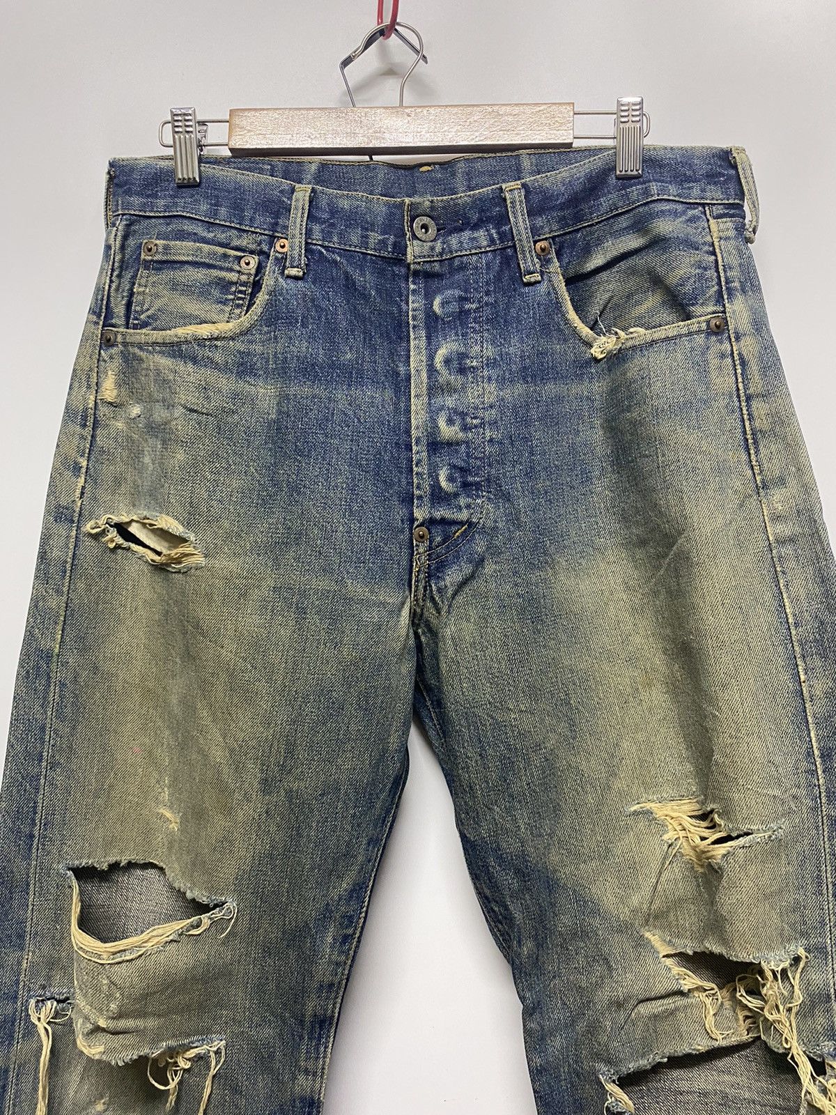 Levi's Levis BE 502 Button J22 Selvedge Distressed Denim Jeans Size US 34 / EU 50 - 3 Thumbnail