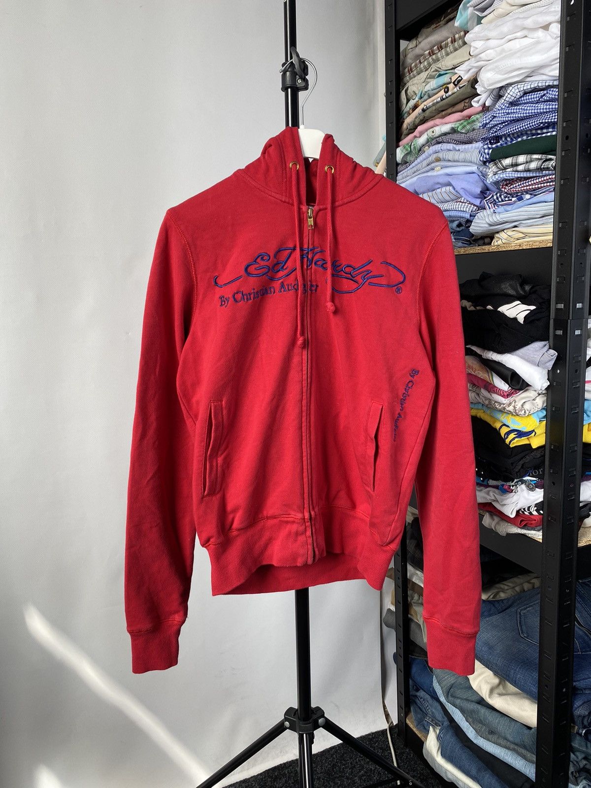 Ed Hardy 🔥Ed Hardy Gothic Tribal Avant Garde Red Hoodie Small wom Size S / US 4 / IT 40 - 2 Thumbnail