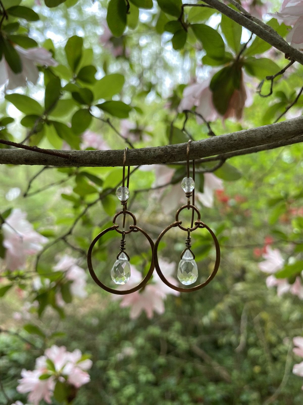 Handmade Clear Quartz Hoop Earrings Size ONE SIZE - 4 Thumbnail