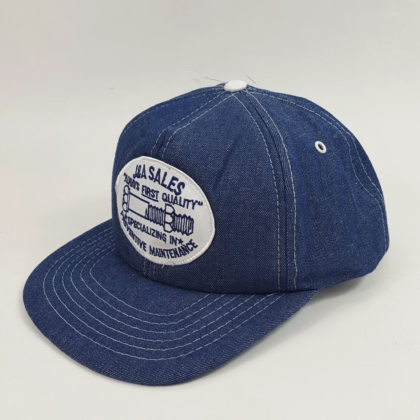 Denime VINTAGE 80s Cardinal Denim Trucker Hat Adjustable Snapback Cap Patch Blue One Size Mens Size ONE SIZE - 3 Thumbnail