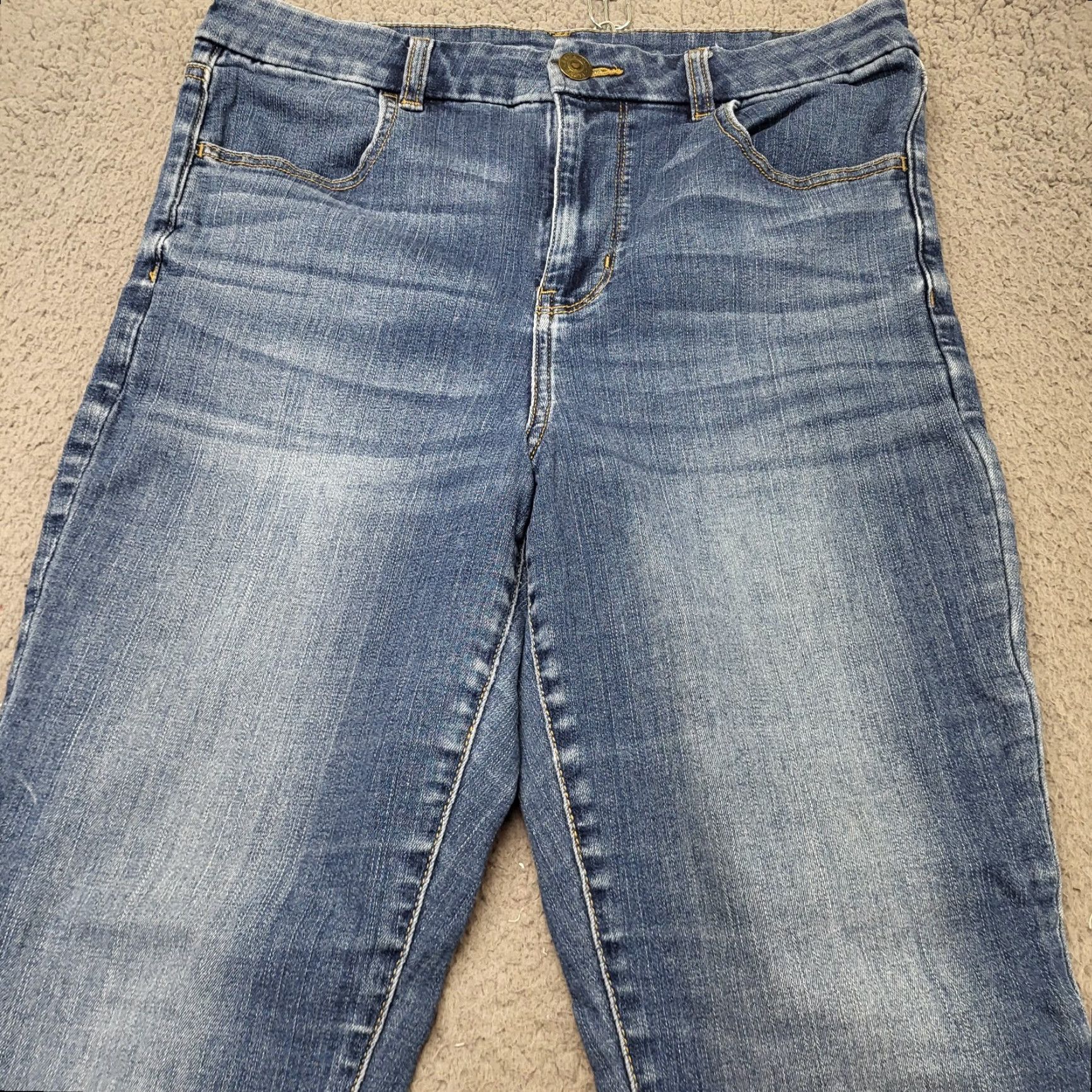 American Eagle Outfitters American Eagle Jeans Womens 14L Curvy High Rise Jegging Distressed Stretch Denim Jeans Holiday 90s Grunge Logo Zipper Button Pocket Size 36" / US 14 / IT 50 - 2 Thumbnail