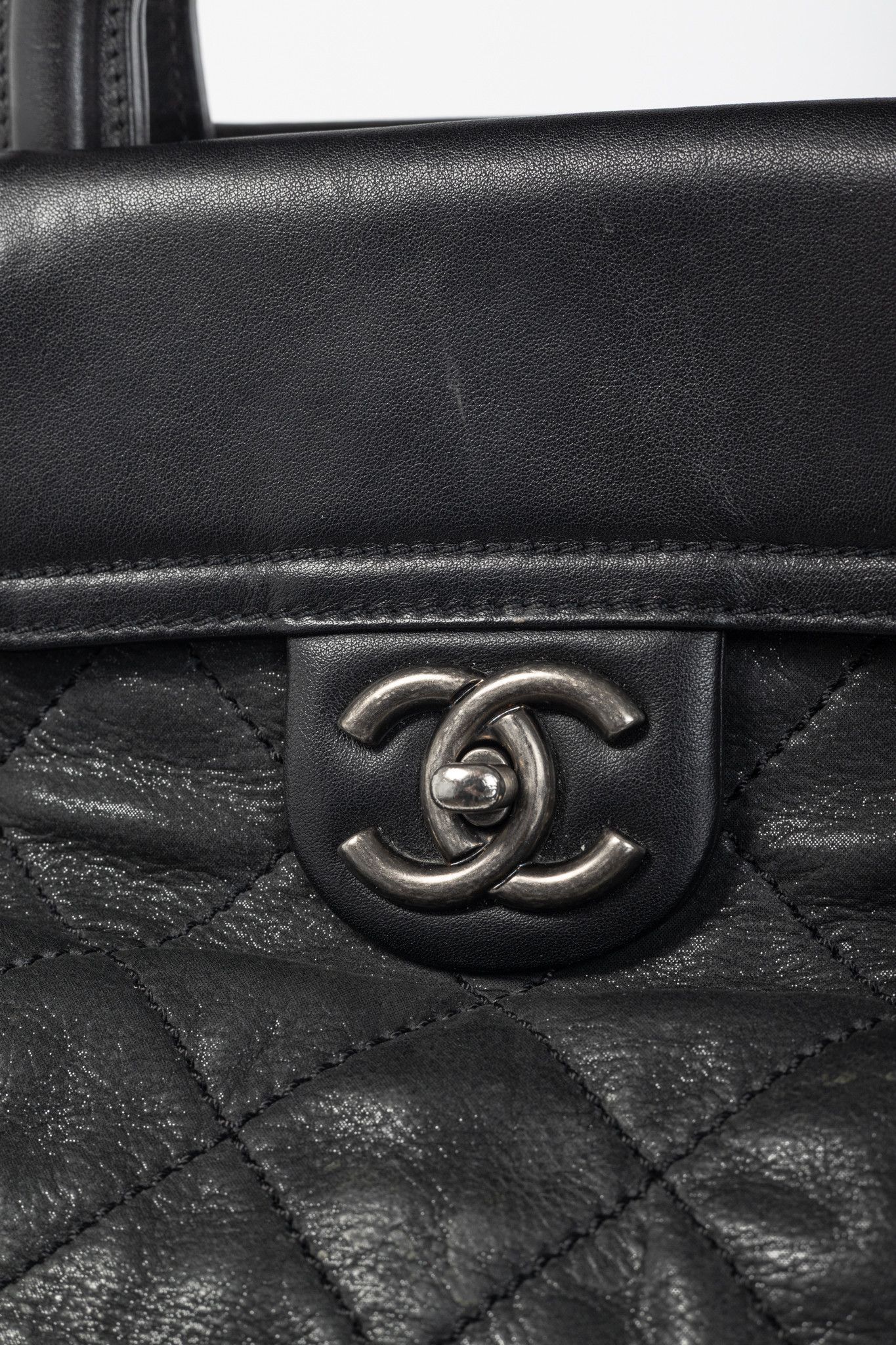 Chanel In-The-Mix Black Iridescent Calfskin Quilted Tote