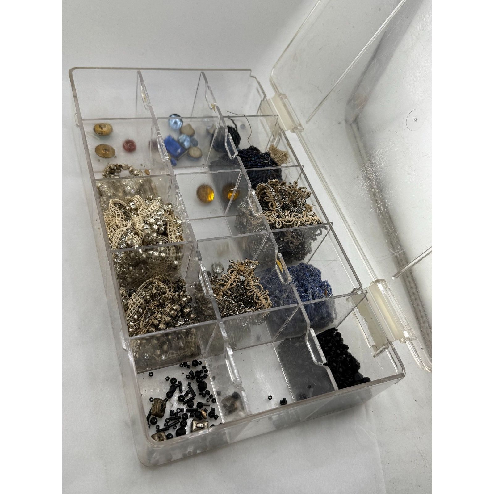 Vintage Lot Box of Jewelry Making Findings, Assorted Beads & Finding Size ONE SIZE - 5 Thumbnail