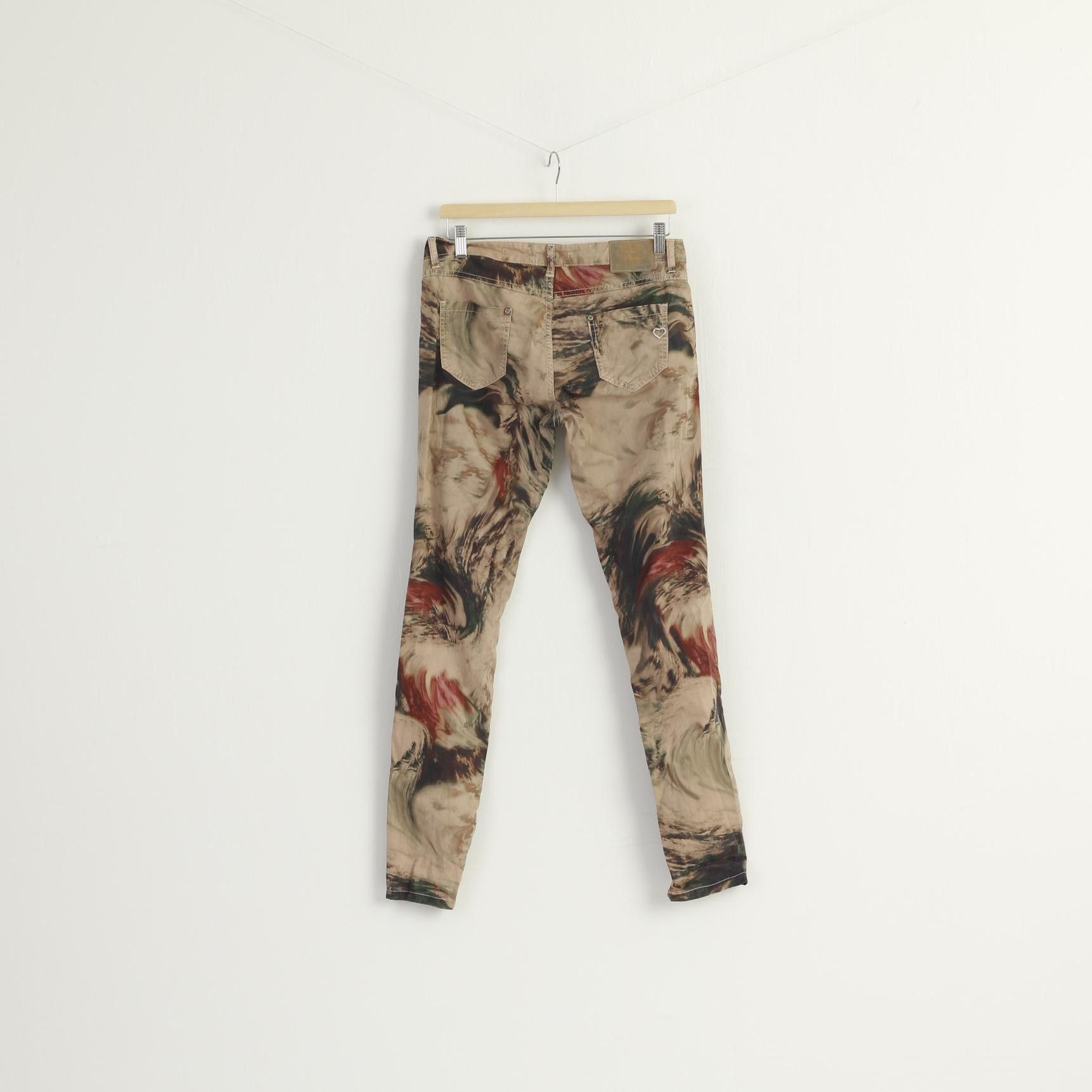 Vintage Please Women L Trousers Brown Camouflage 7926 Size 31" - 6 Thumbnail