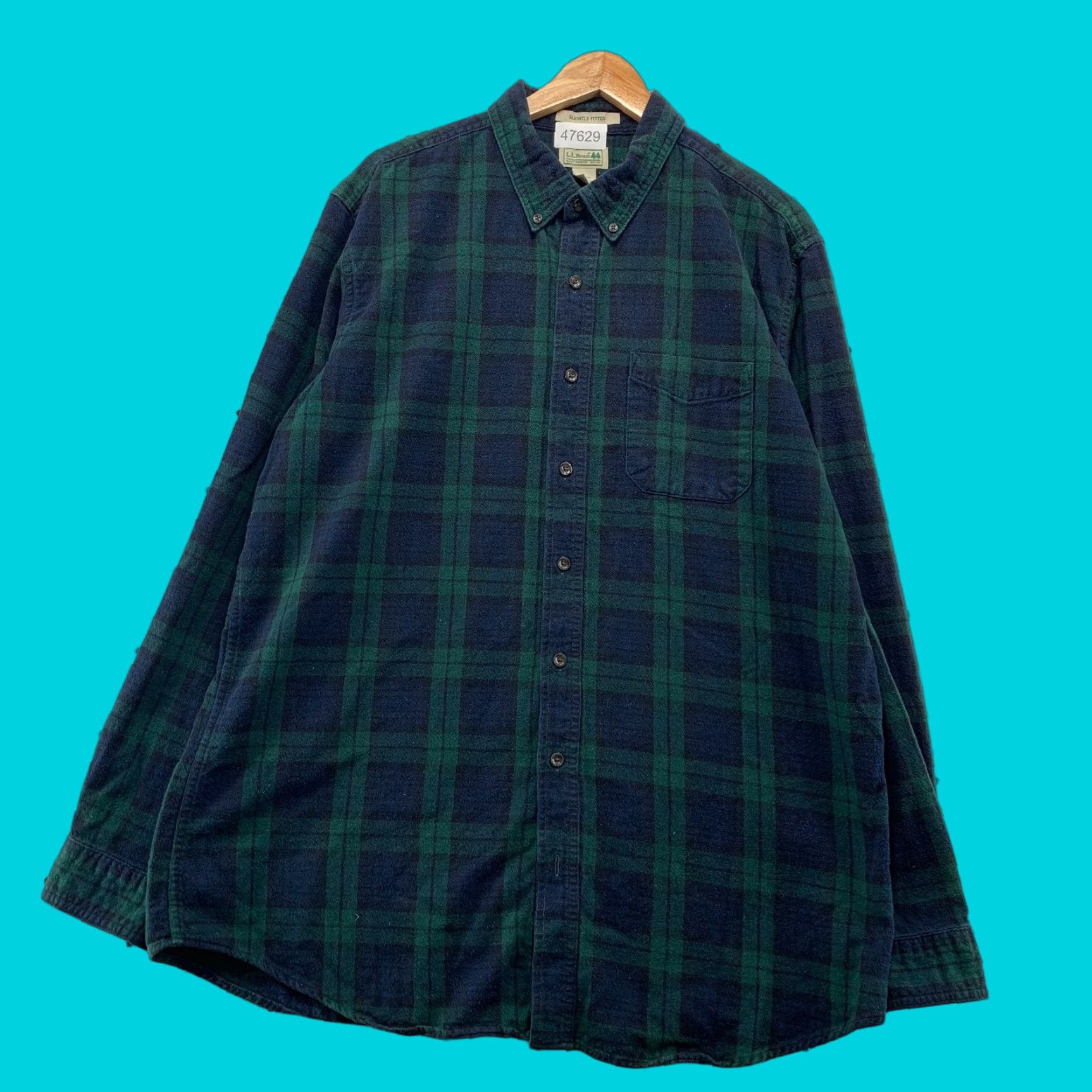 Vintage LL Bean Button Down Shirt Mens XL Tall XLT Green Tartan Plaid Slightly Fitted Size US XL / EU 56 / 4 - 1 Thumbnail