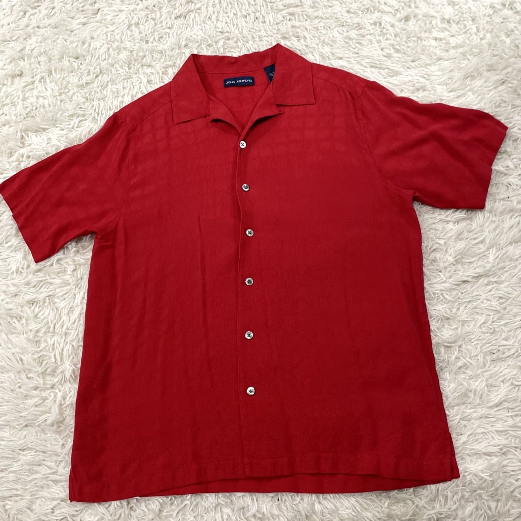 Vintage JOHN ASHFORD Vintage Button Shirt Men M Red 100% Silk Check Knit Relaxed Retro 70s 90s Knit Shirt Mens Red Silk Button Shirt Vintage Size US M / EU 48-50 / 2 - 2 Thumbnail