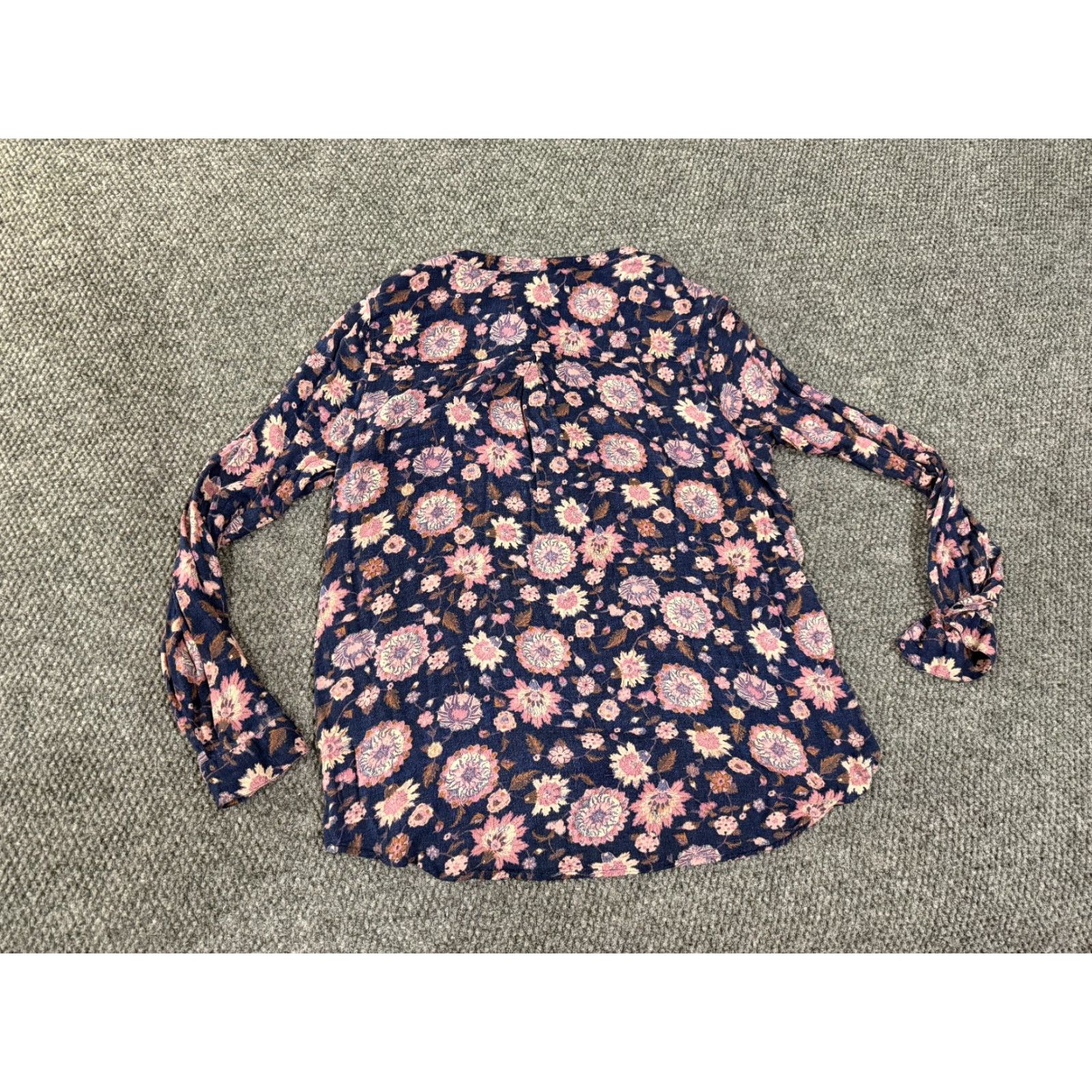 Lucky Brand Lucky Brand blouse Womens M Blue Pink Floral Boho Peasant Crew Neck Long Sleeve Casual Lightweight Rayon Viscose Regular Stretch Built-in Size M / US 6-8 / IT 42-44 - 5 Thumbnail