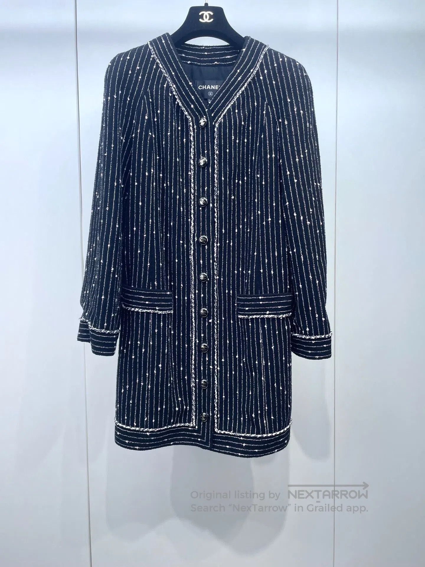Chanel Chanel Striped Tweed Long Coat. Size S / US 4 / IT 40 - 1 Thumbnail