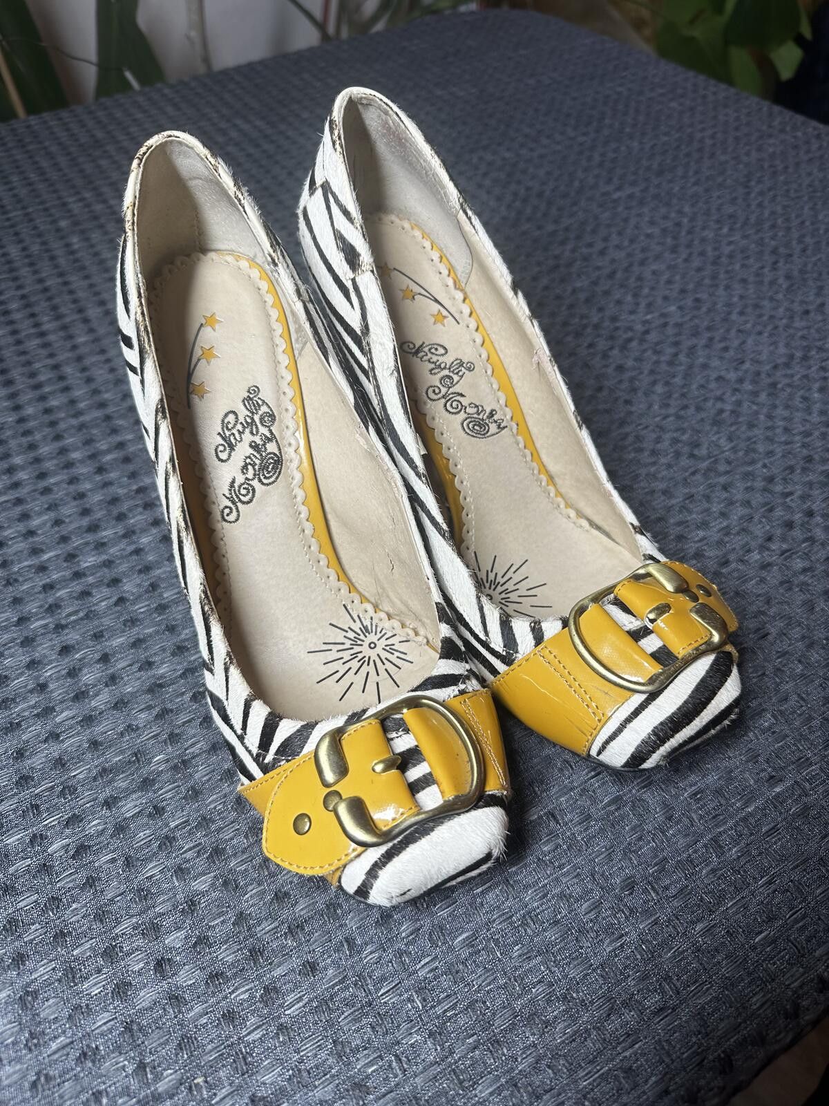 Other Naughty Monkey Y2K Zebra Pumps with Yellow Buckle Accent Size US 9.5 / IT 39.5 - 1 Thumbnail