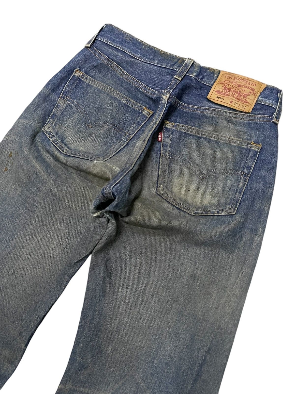 LVC × Levi's × Vintage Vintage Levis 501 Mud Wash Aging Honeycomb Distressed Jeans Size US 29 - 15 Thumbnail