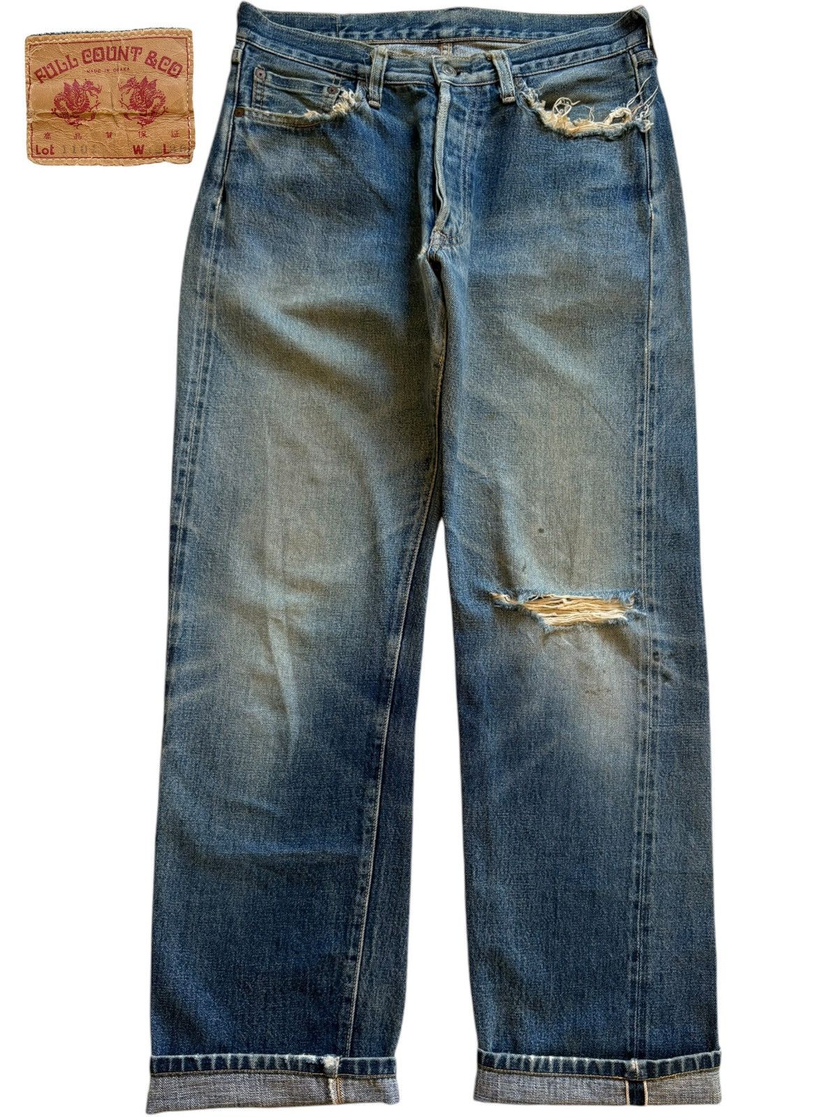 Vintage Japanese Full Count 1101 Selvedge Mud Wash Jeans