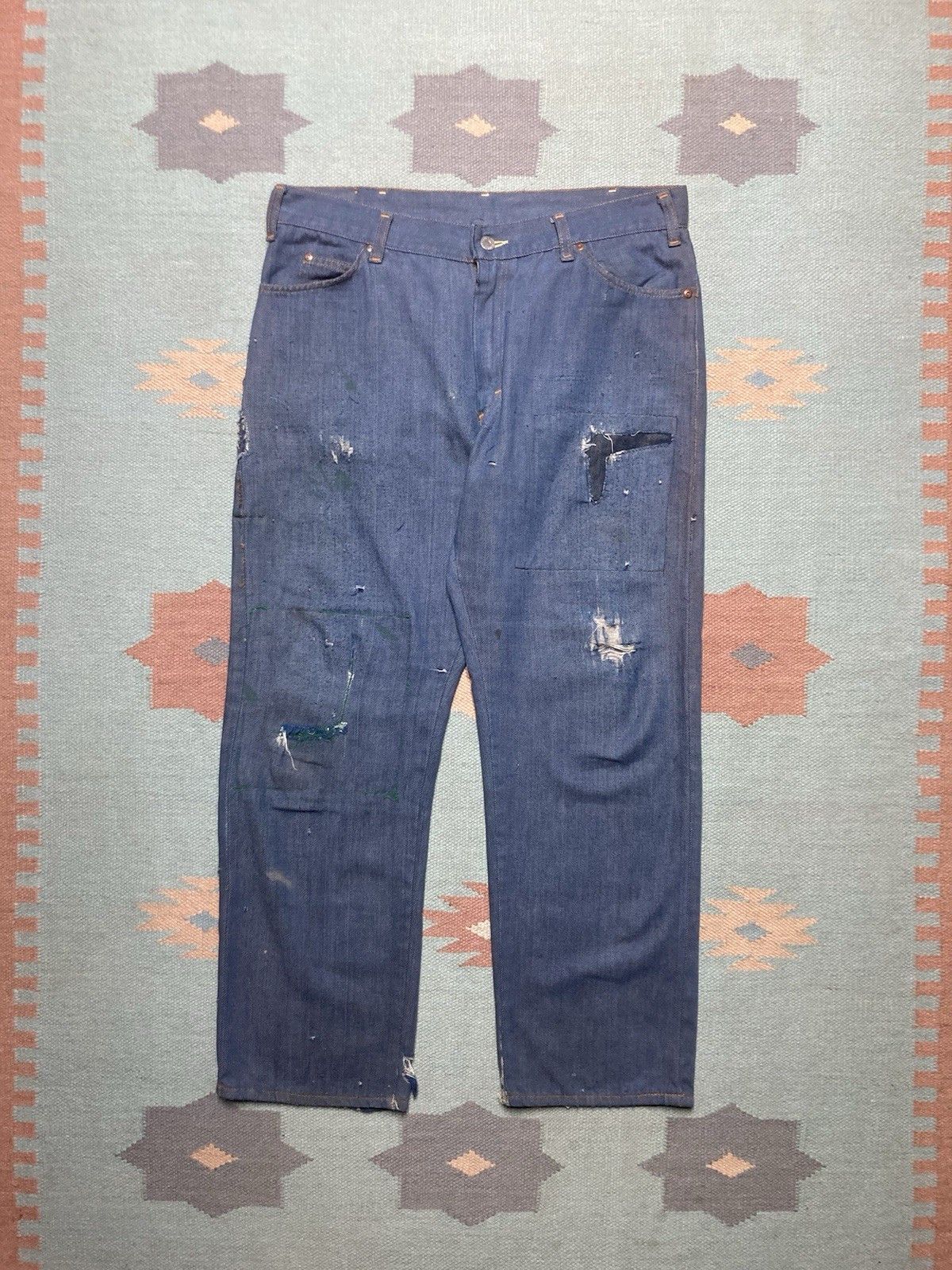 Vintage 1960s Ranchcraft jeans Penneys farm repair distressed 35x29 Size US 35 - 1 Thumbnail
