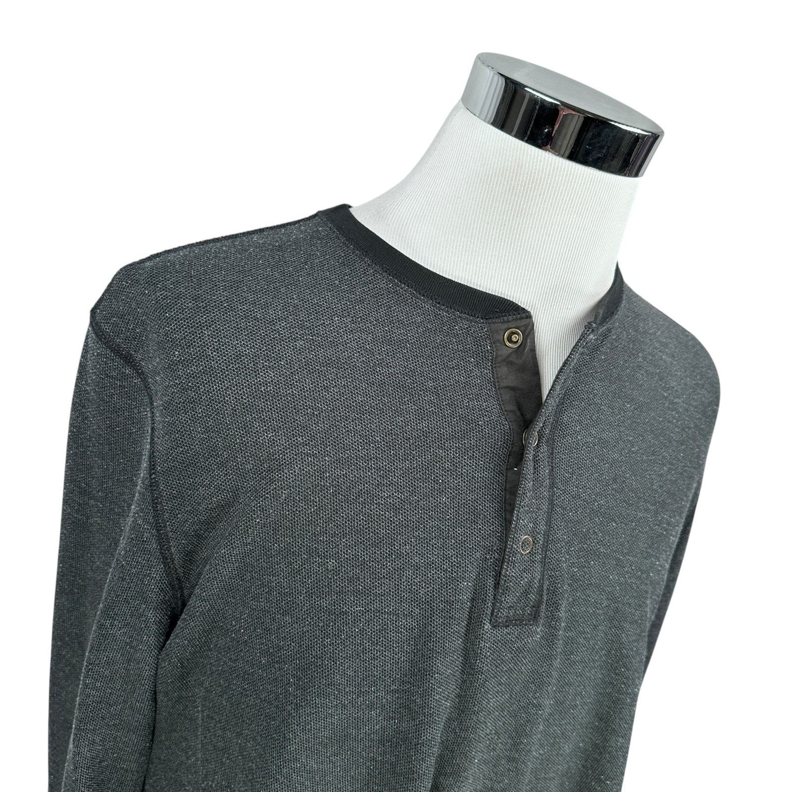 UNTUCKit Untuckit Snap Henley Shirt Mens XL Dark Gray Cotton Pullover Size US XL / EU 56 / 4 - 2 Thumbnail