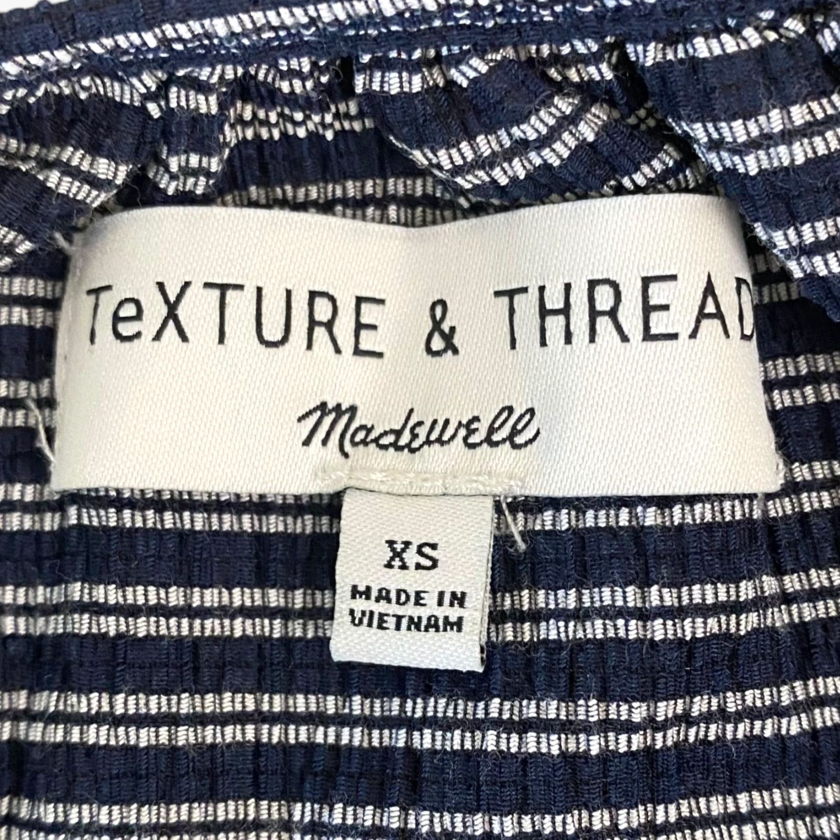 Madewell Madewell Striped Top Blouse Texture & Thread Peasant XS Womens Blue White Stripe Short Sleeve Size XS / US 0-2 / IT 36-38 - 7 Thumbnail