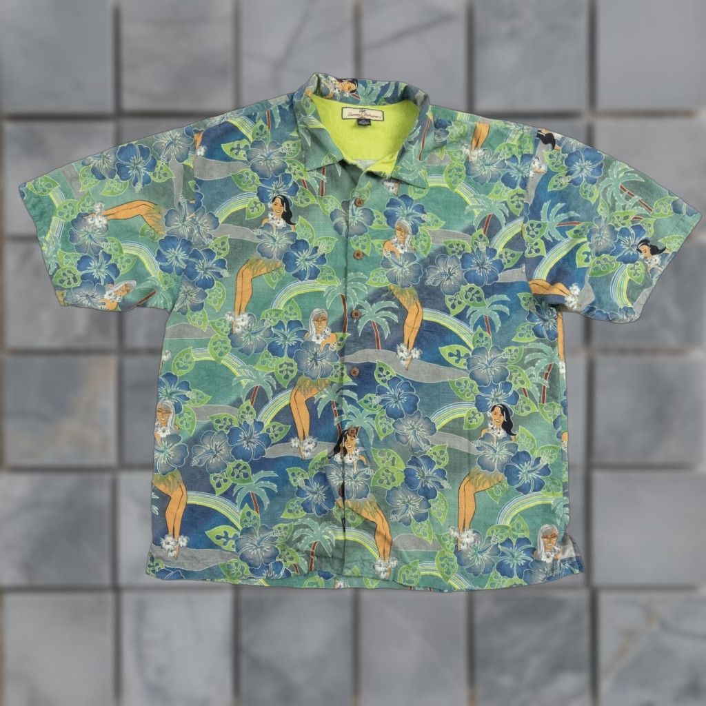 Tommy Bahama Tommy Bahama Shirt Mens XLarge Green Button-Up Short Sleeve Hawaiian Collared Silk Shirt Size US XL / EU 56 / 4 - 1 Thumbnail
