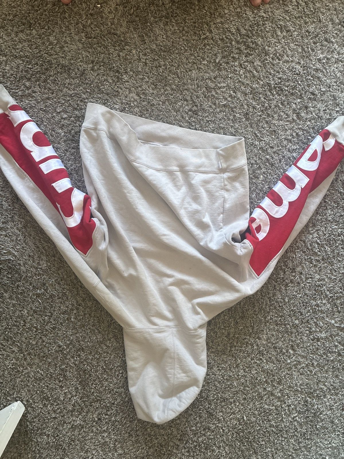 Supreme Supreme Cropped Panels Hooded Sweatshirt (grey and red) Size US M / EU 48-50 / 2 - 6 Thumbnail