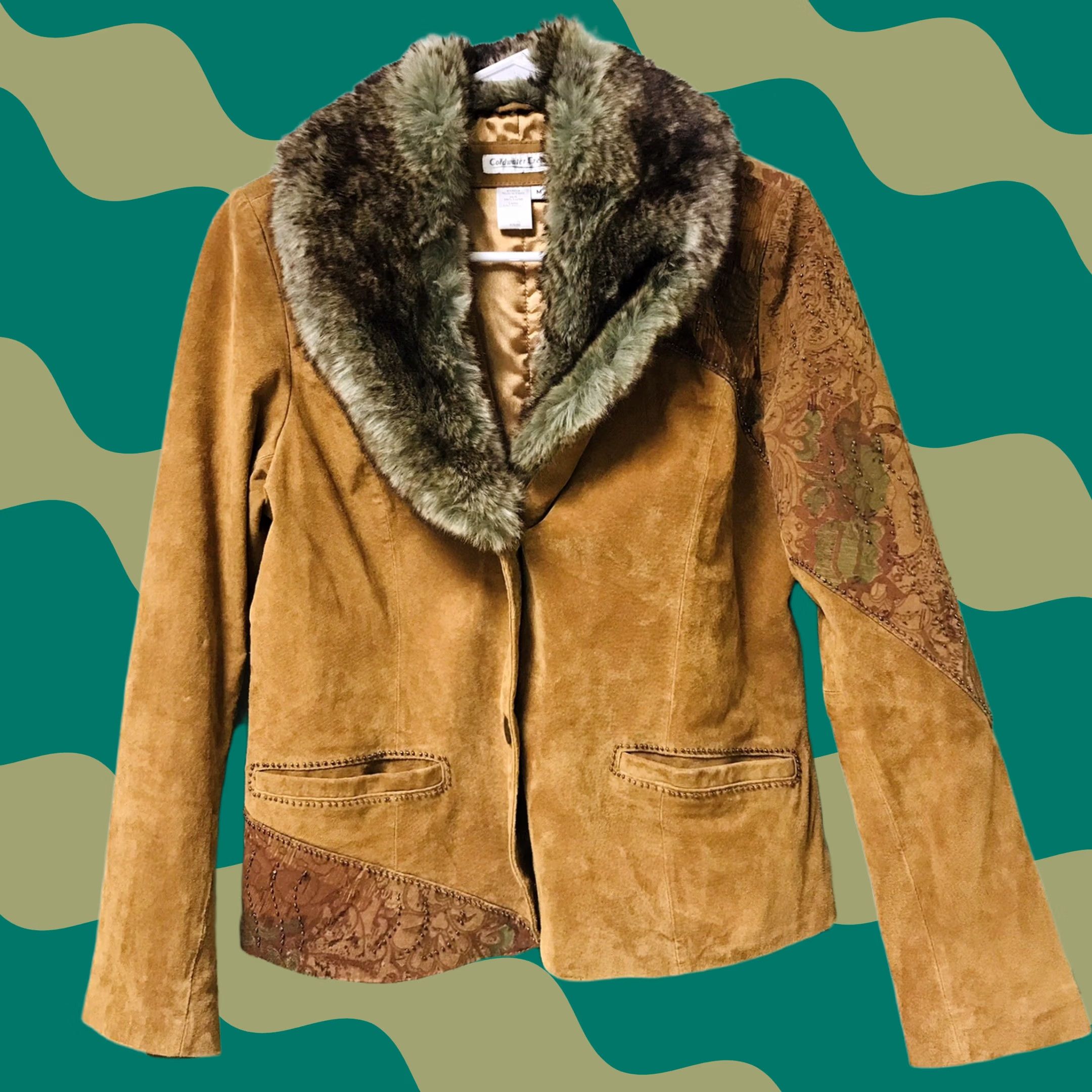 Coldwater Creek VINTAGE Coldwater Creek Women Leather Jacket Beaded Faux Fur Collar Camel Brown M Size M / US 6-8 / IT 42-44 - 1 Thumbnail