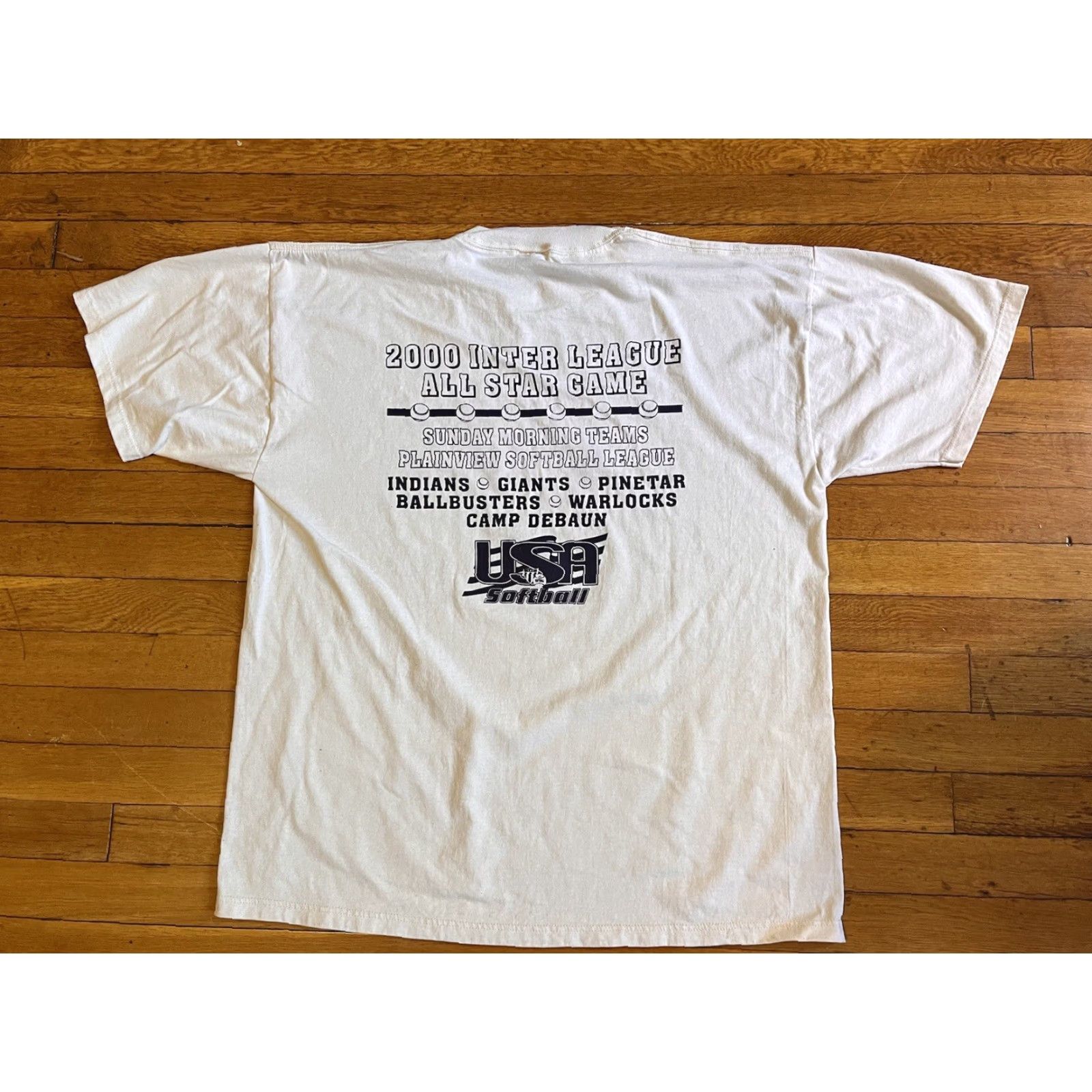 Jerzees VINTAGE Jerzees Shirt Men’s XL White 2000s All Star Softball Nassau Plainview Graphic Print City Retro Sports Century-Old? Size US XL / EU 56 / 4 - 6 Thumbnail