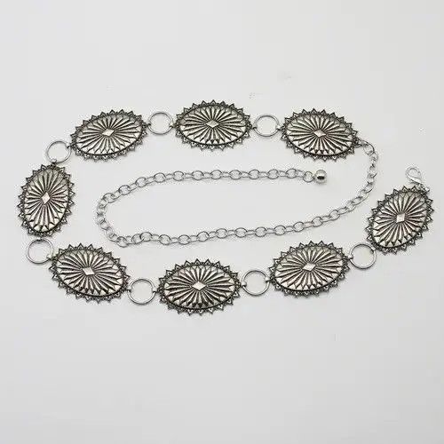 Anime Belts Boho Sun Star Metal Medallion Concho Chain Belt Size ONE SIZE - 3 Thumbnail