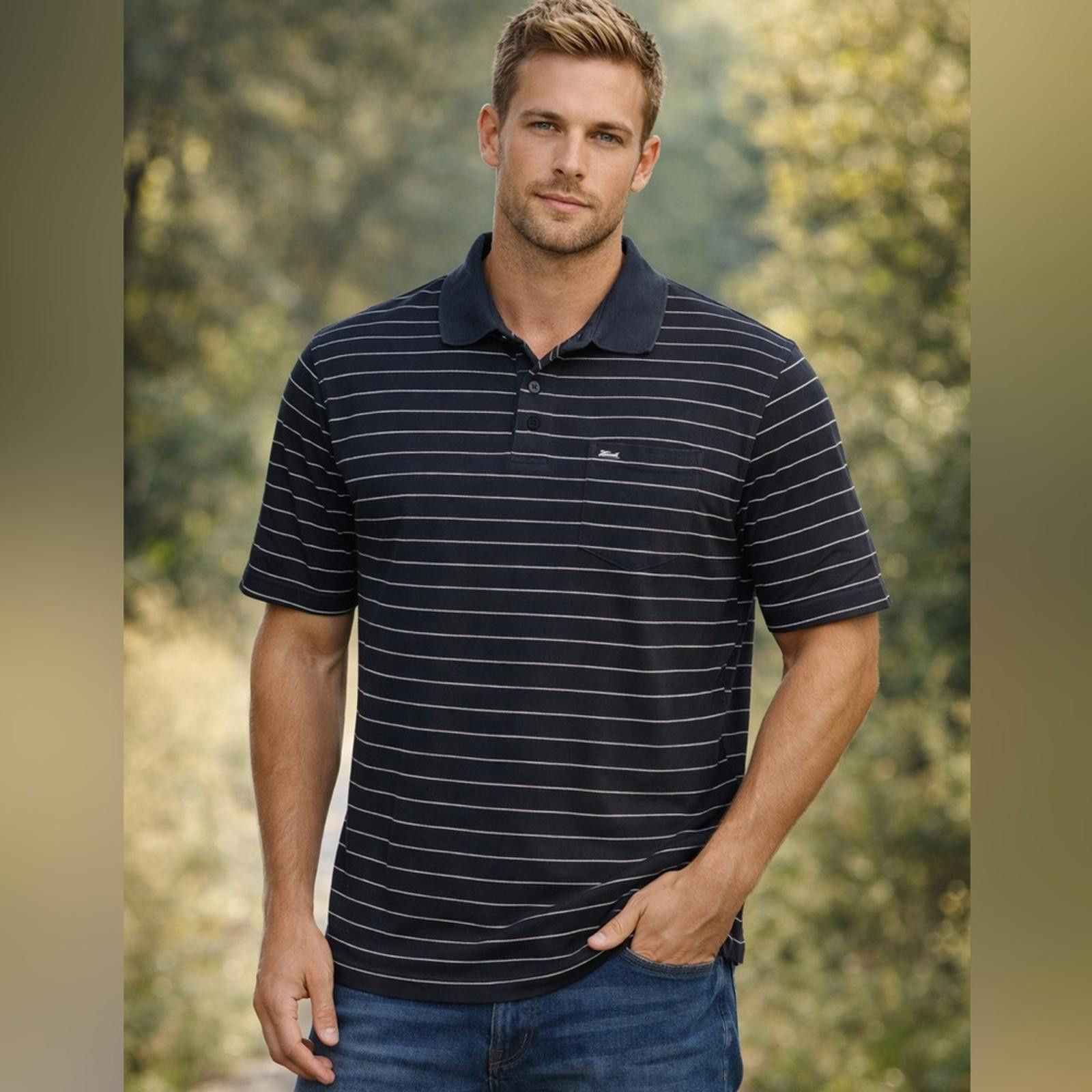 Faconnable Faconnable Medium Dress Shirt Short Sleeve Polo EUC Striped Size US M / EU 48-50 / 2 - 1 Thumbnail