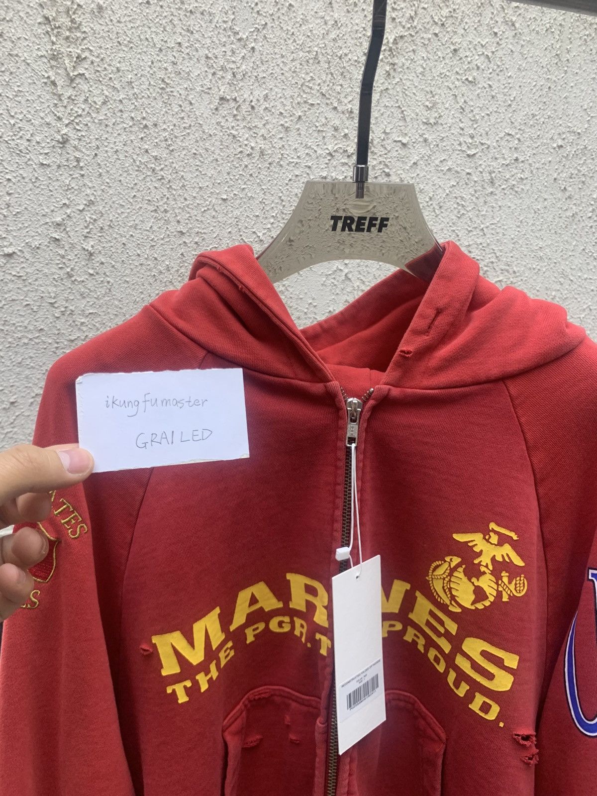 PROJECT GR RECONSTRUCTED FOLDED ZIP HOODIE - RED