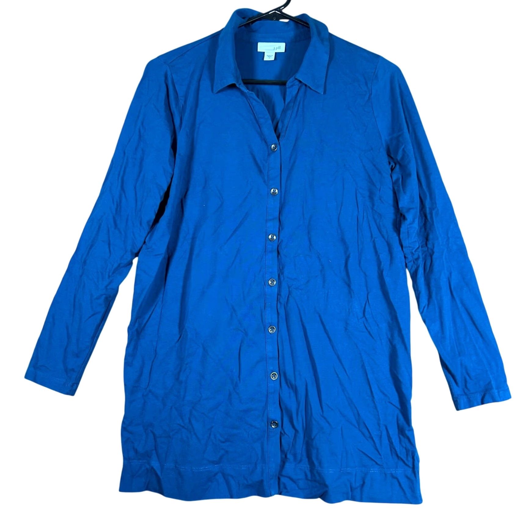 J. Jill J Jill Womens Blouse Button-Up Collared Long Sleeve Stretch Blue - Small - Casual Workwear Shirt Women Size S / US 4 / IT 40 - 2 Thumbnail
