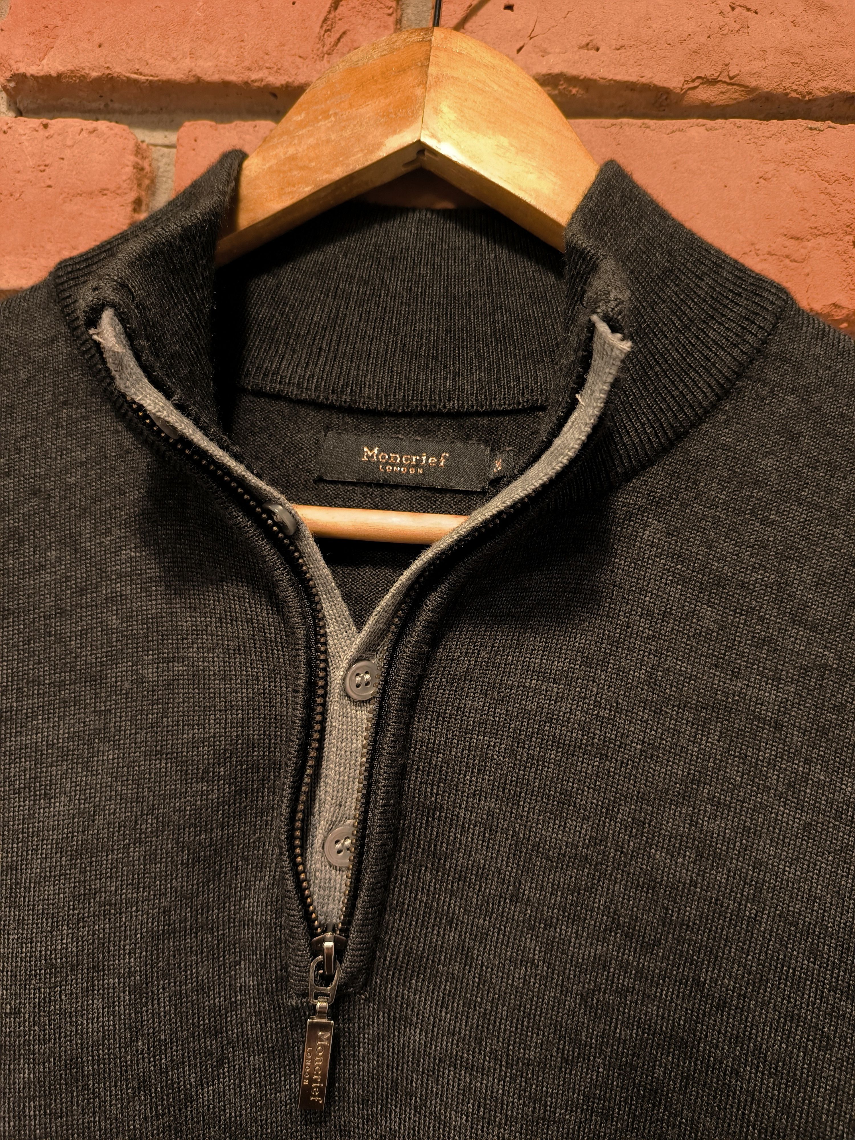 Vintage Moncrief London Wool Knitwear Half Zip Basic Gray Size US M / EU 48-50 / 2 - 4 Thumbnail