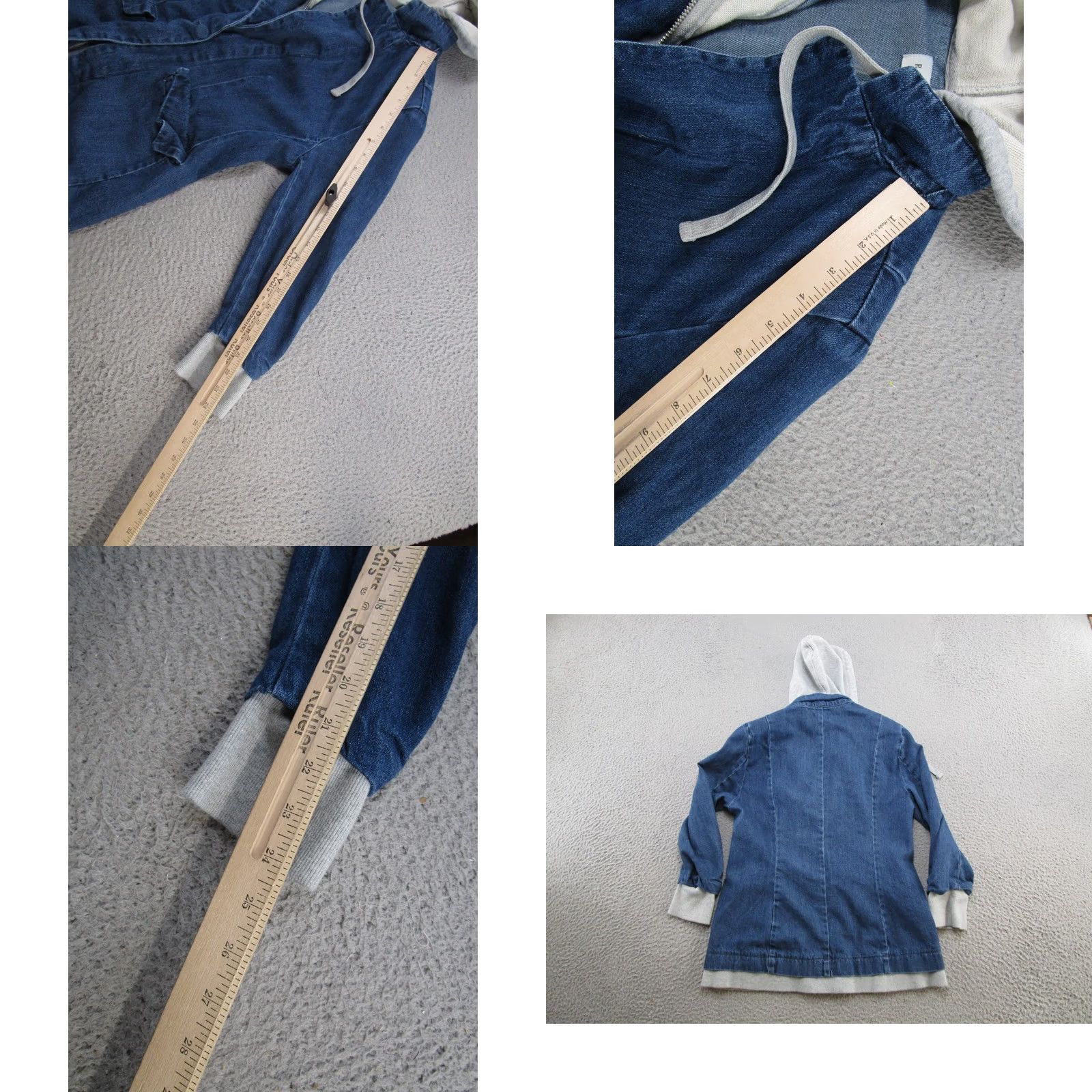 Denime Risen Jeans Hoodie Denim Full Zip Up Jean Jacket Womens Size M Read 90s? (Not Vintage) Size M / US 6-8 / IT 42-44 - 8 Thumbnail