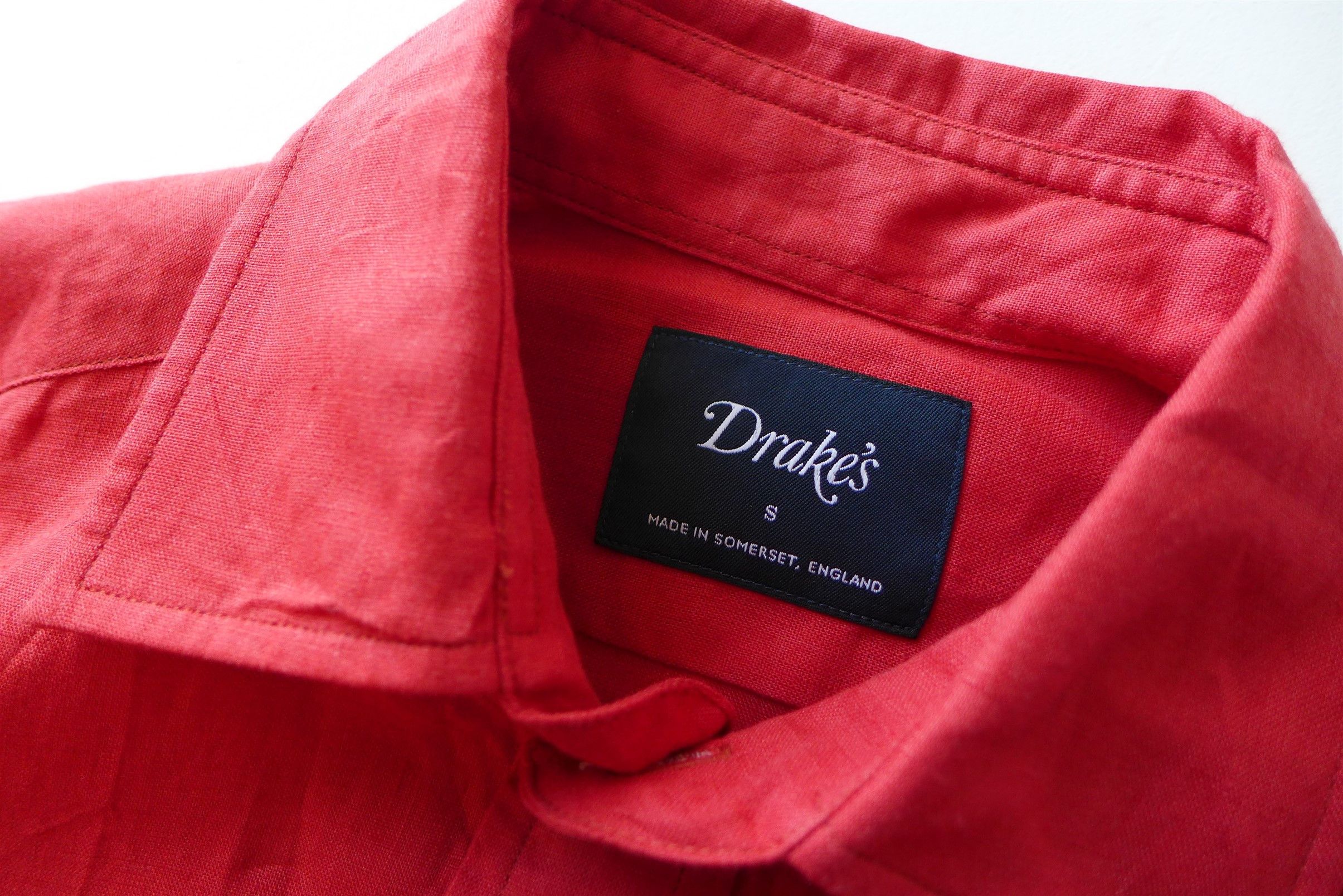 Drake's Drake's Red Linen Spread Collar Shirt Size US S / EU 44-46 / 1 - 10 Thumbnail