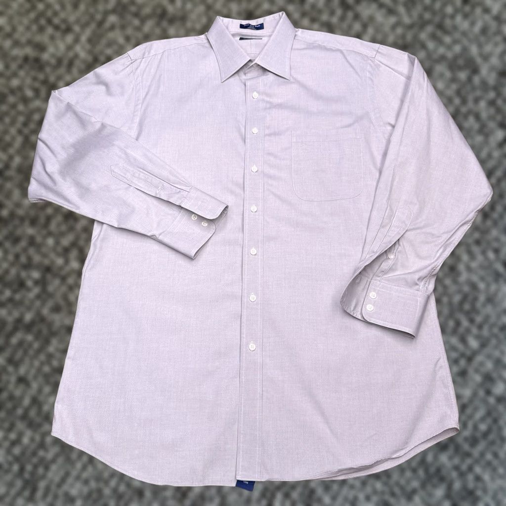 Vintage Paul Fredrick Dress Shirt Mens 18 Gray Button Up Classic 100% Cotton Long Sleeve Barrel Cuff Formal Workwear Size 48R - 1 Thumbnail