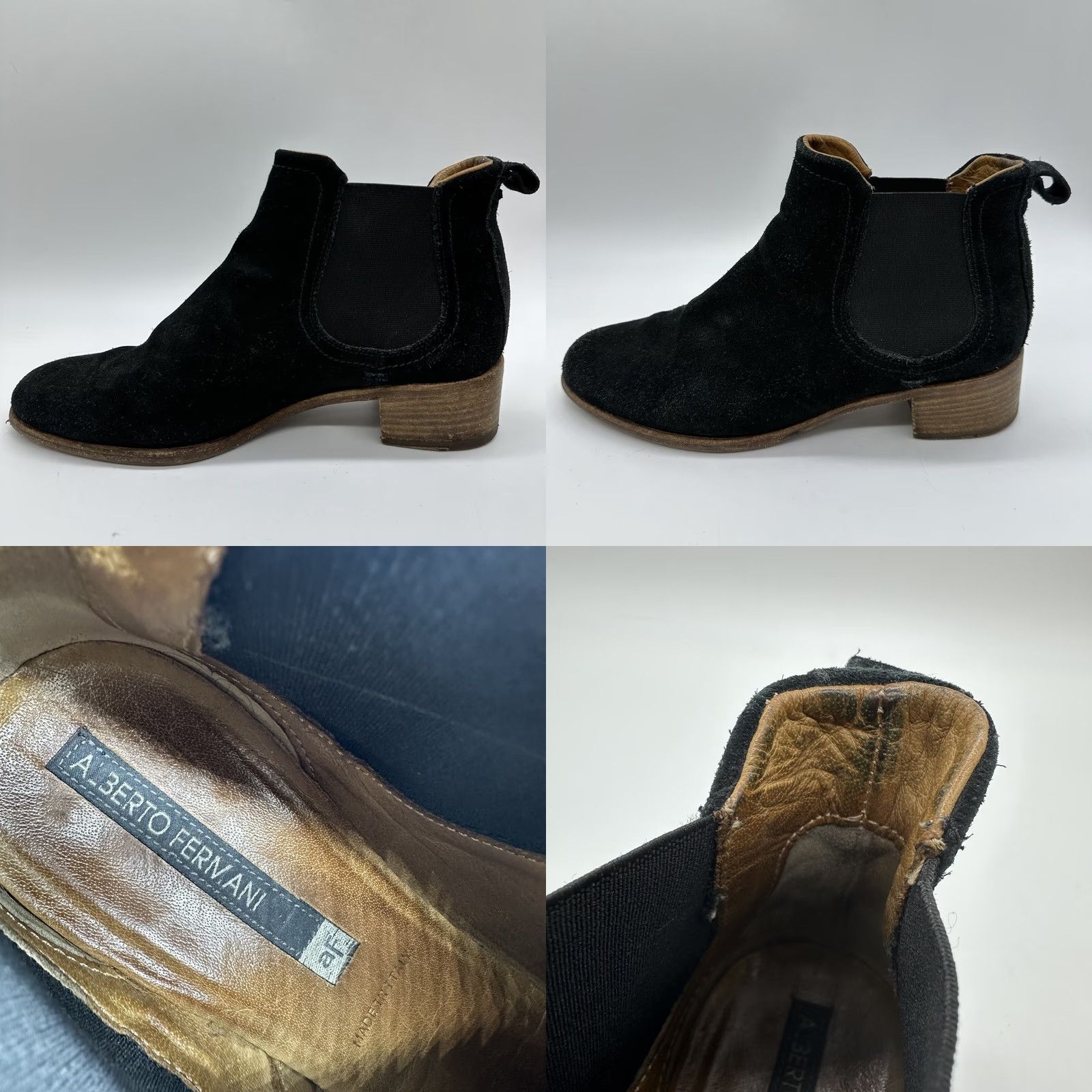 Vintage Alberto Fermani Women Boot Suede Leather Ankle Black 6 EU37 US6 Block Heel, Leather Lining, Round Toe, 3/4 Shaft, Italy, Boot, Casual, Women Size US 6 / IT 36 - 8 Thumbnail