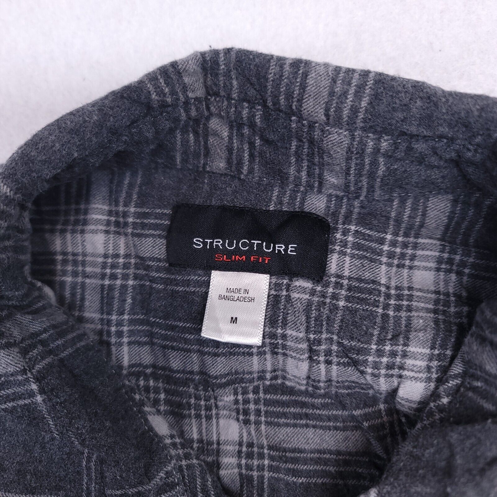 Structure Structure Tartan Flannel Shirt Mens Size M Gray White Size US M / EU 48-50 / 2 - 3 Thumbnail