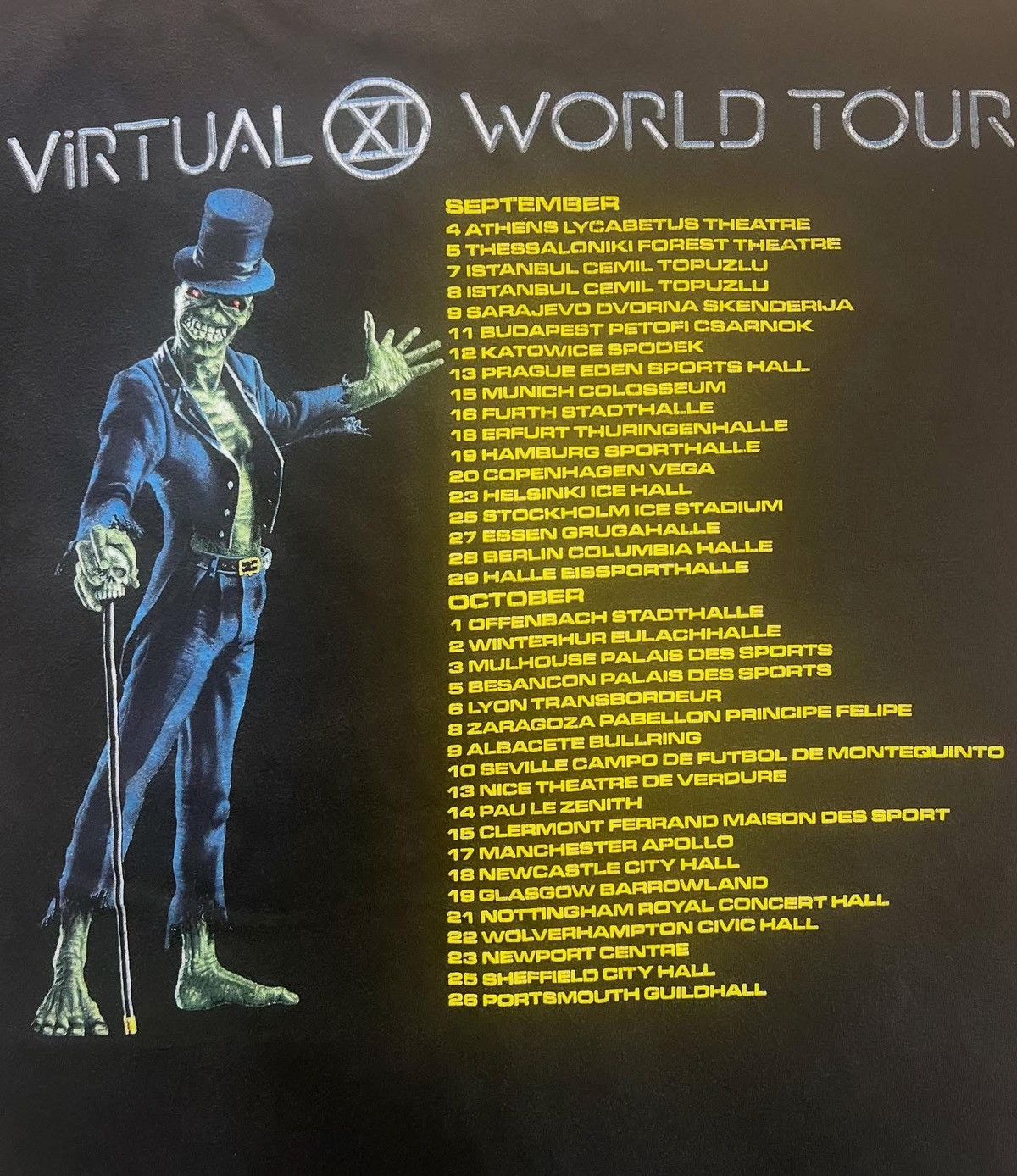 Band Tees Vintage 1998 Iron Maiden XI Virtual World Tour Poker Tshirt Size US L / EU 52-54 / 3 - 7 Thumbnail