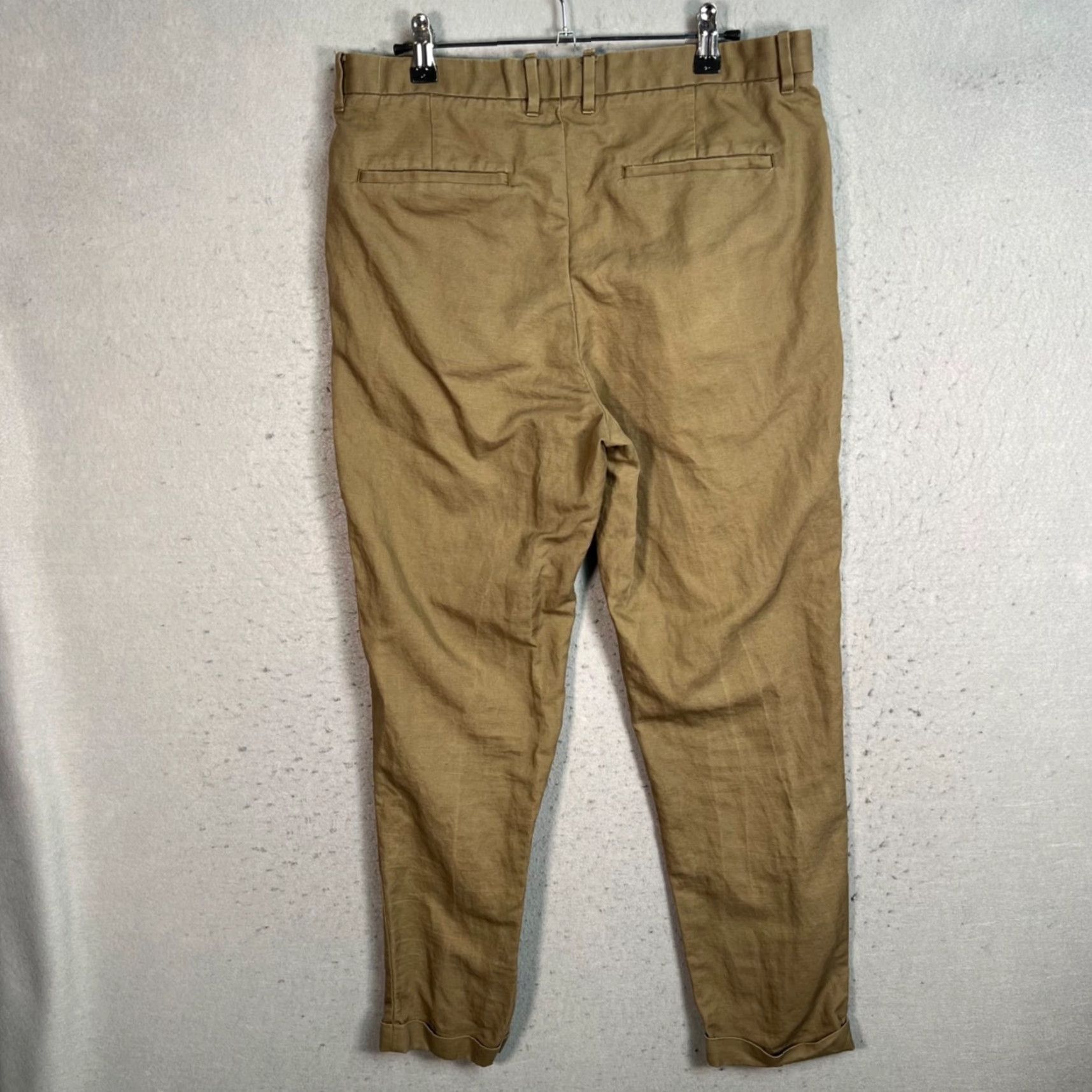 Allsaints AllSaints Mens Size 28 Pleated Tapered Tan Cotton/Linen Blend Chino Pants Size US 28 / EU 44 - 2 Thumbnail