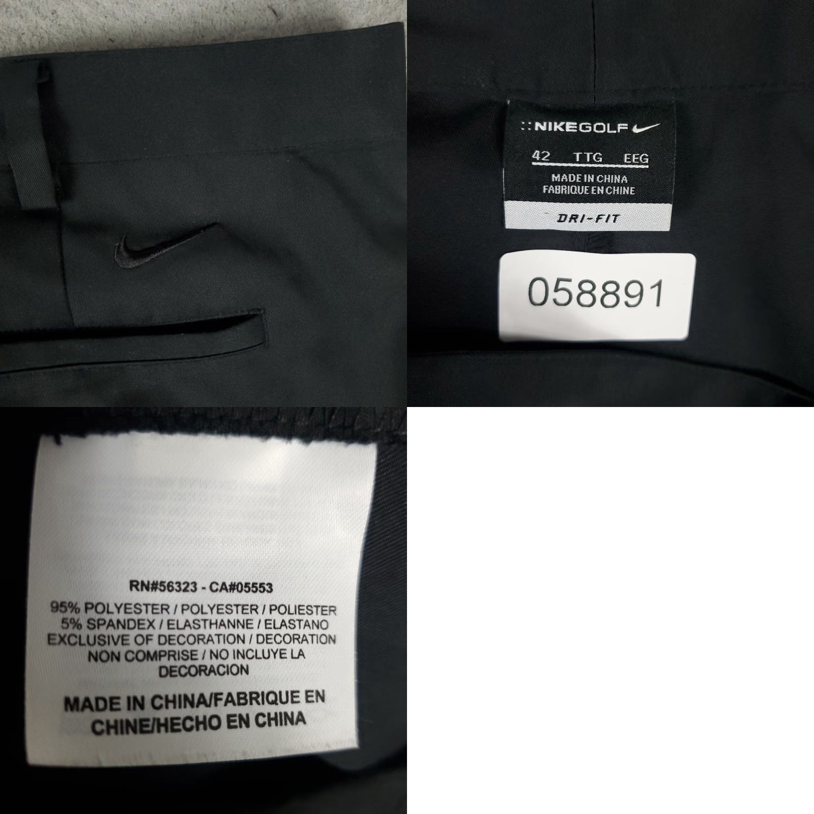 Nike VINTAGE Nike Men’s Shorts Size 42 Black Casual Chino Flat Front Golf Microfiber Size US 42 / EU 58 - 8 Thumbnail