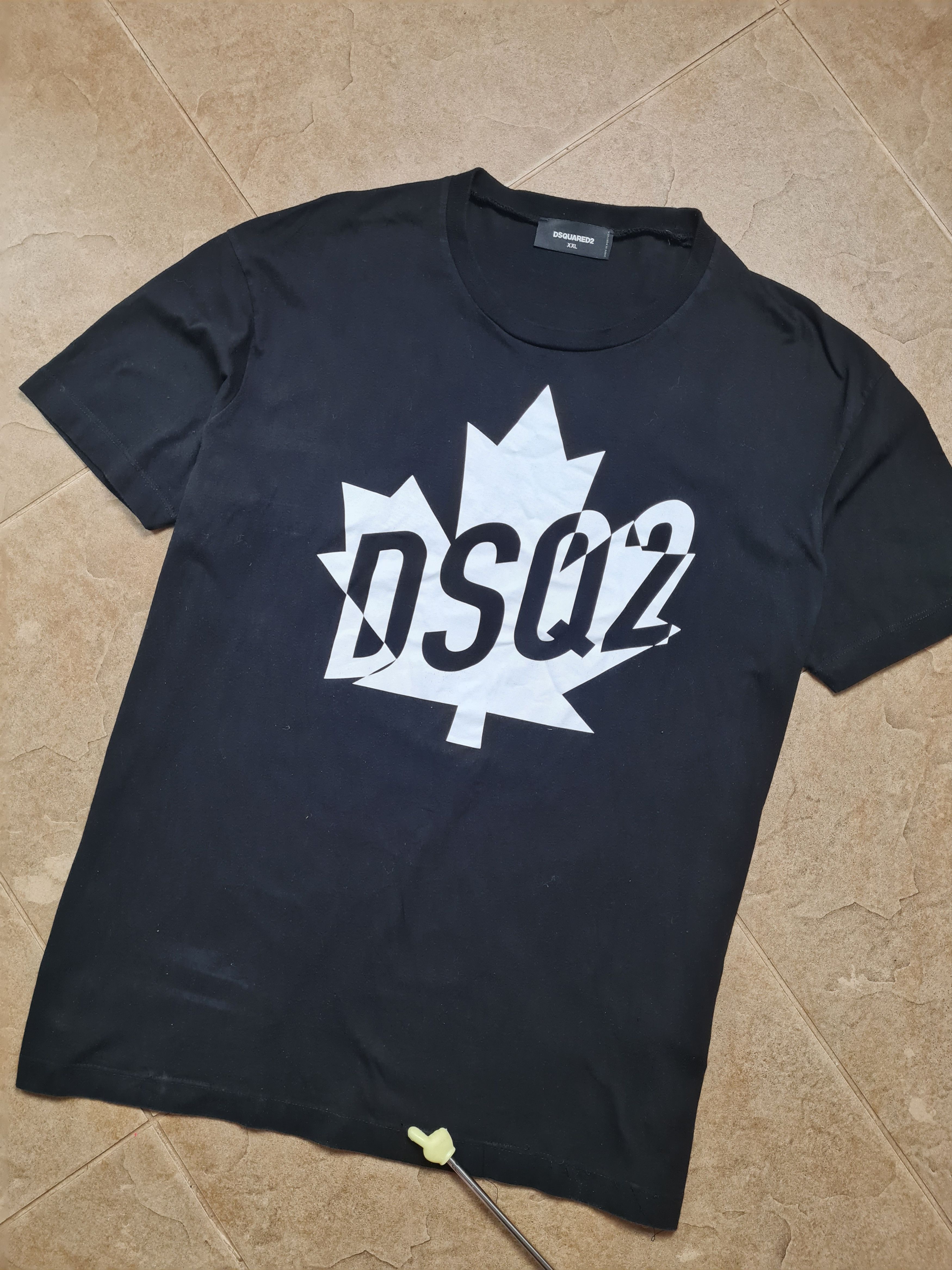 Dsquared2 Dsquared2 Black Crew Neck T-Shirt with White Maple Leaf Logo Size US XXL / EU 58 / 5 - 4 Thumbnail