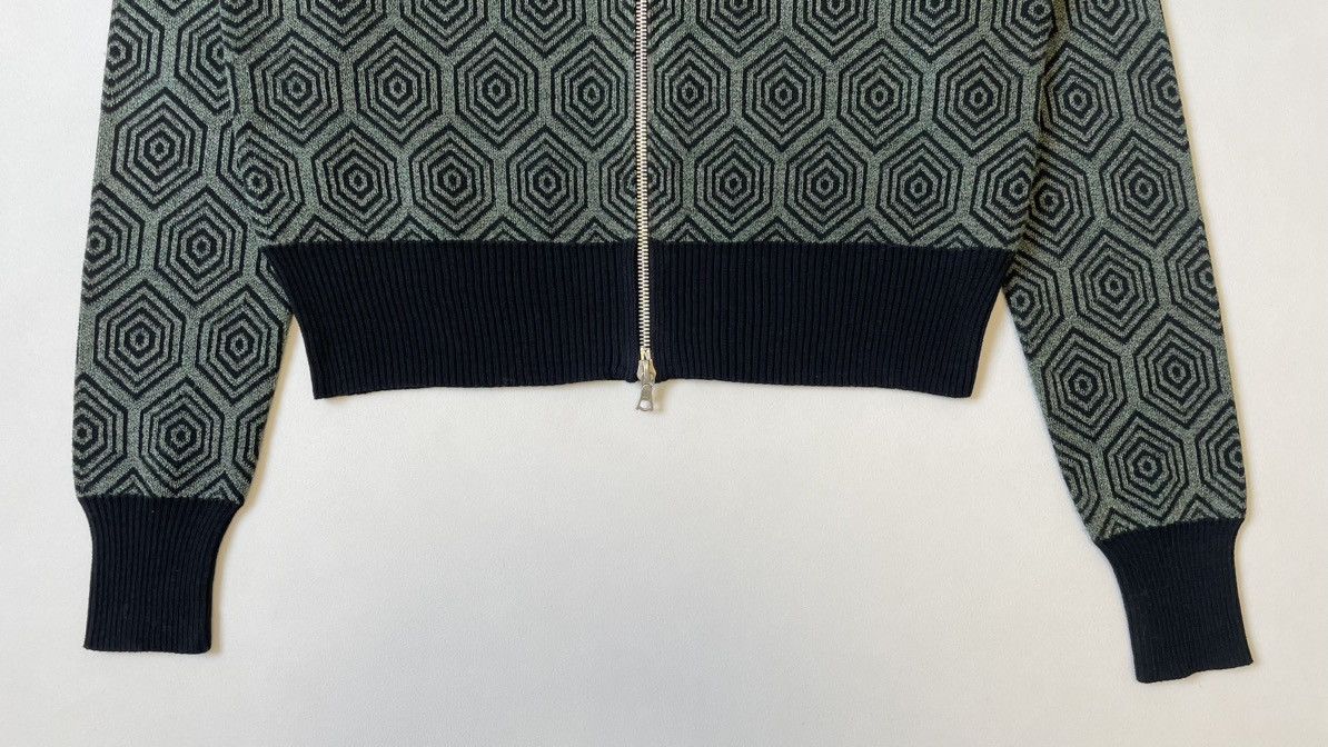 Dries Van Noten Metallic Green Geometric Patterned Zip Cardigan Size S / US 4 / IT 40 - 5 Thumbnail