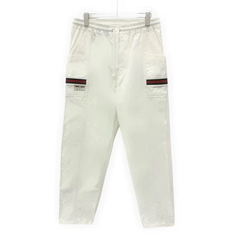 Gucci Gucci White striped webbing cotton drawstring casual trouse Size US 32 / EU 48 - 1 Thumbnail