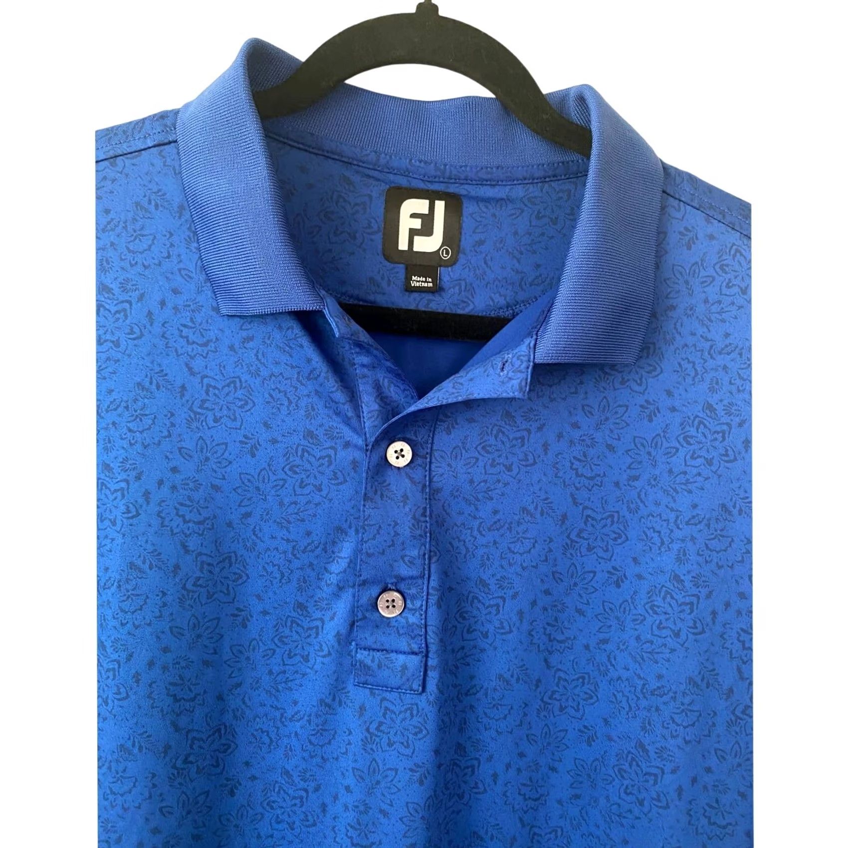 Footjoy FootJoy Blue Collared Shortsleeve Golf Shirt Floral Quarter Button Up - Large Size US L / EU 52-54 / 3 - 3 Thumbnail