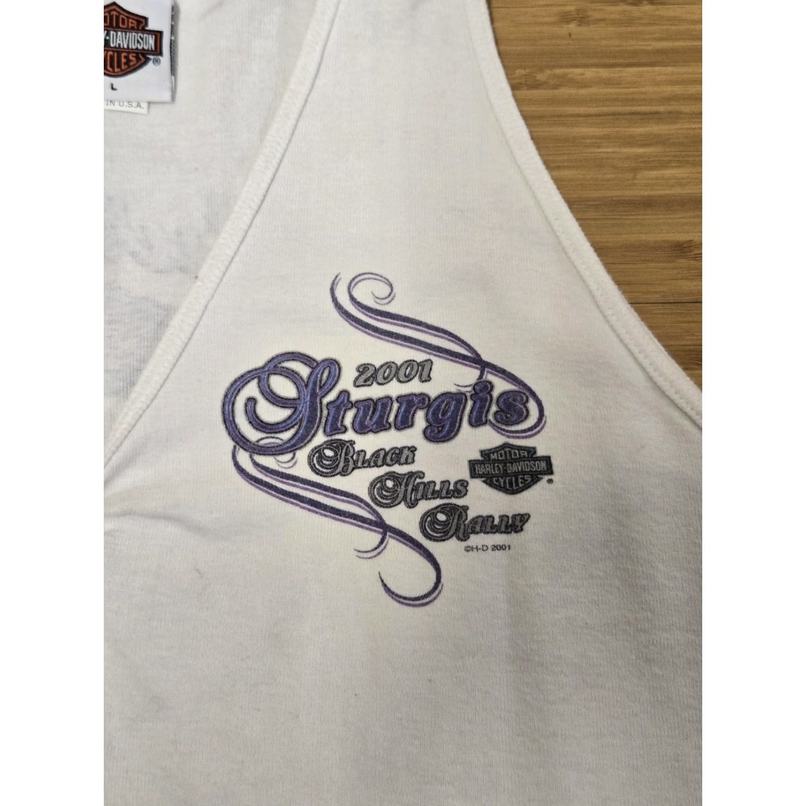 Harley Davidson VINTAGE Harley-Davidson Shirt Womens Large White Sturgis Black Hills Rally 2001 USA Size L / US 10 / IT 46 - 2 Thumbnail