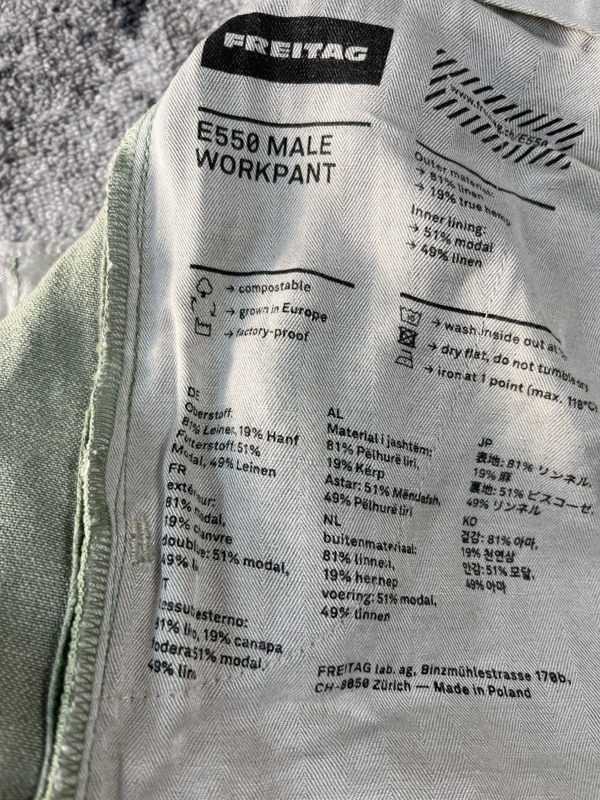 Freitag FREITAG E550 Green Linen Work Pants Size US 32 / EU 48 - 10 Thumbnail
