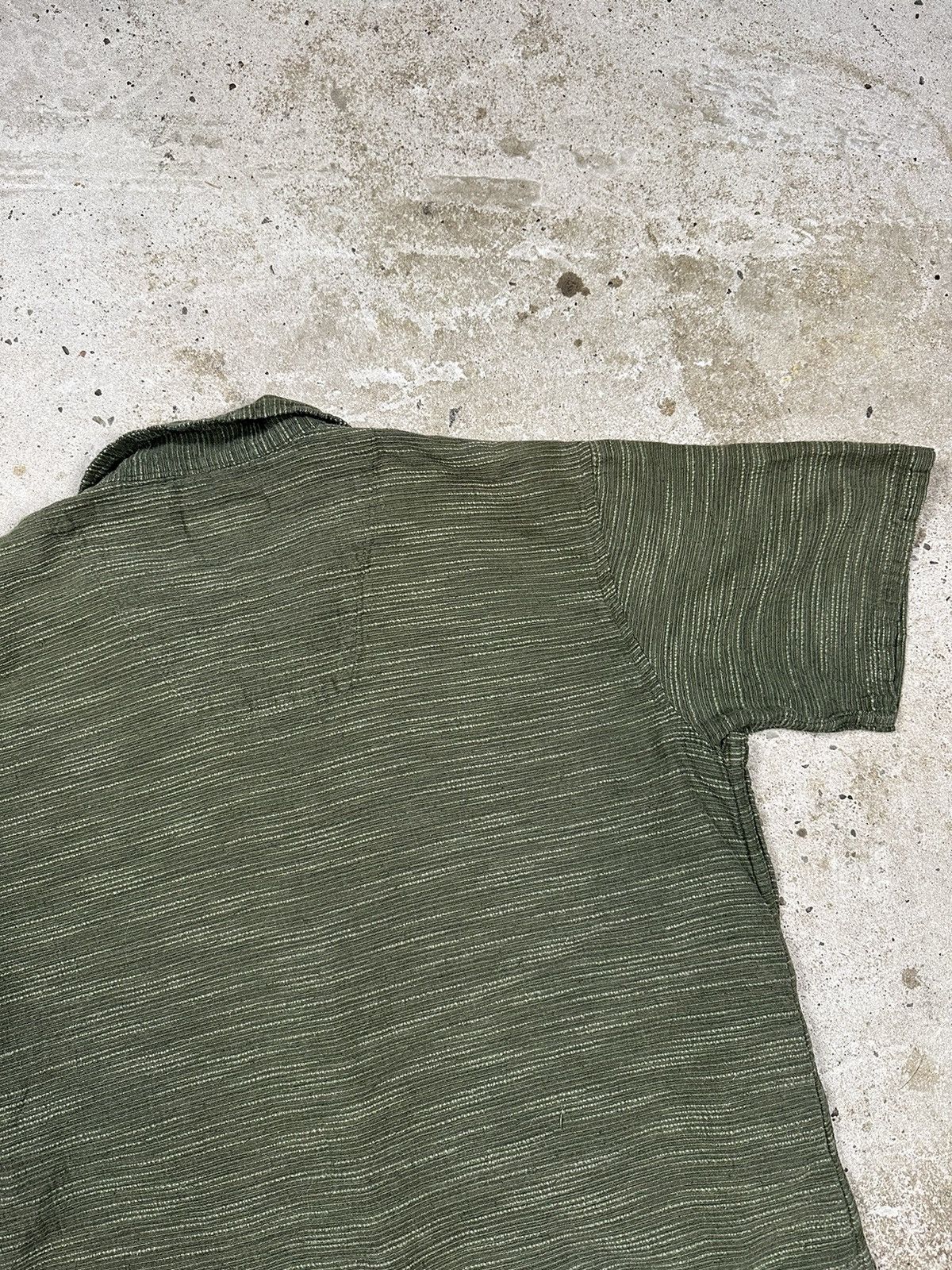 Japanese Brand × Vintage Vintage Y2K Japanese Khaki Striped Short Sleeve Shirt Size US M / EU 48-50 / 2 - 13 Thumbnail