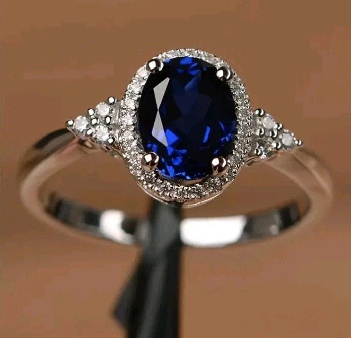 Other Silver Synthetic Sapphire and Cubic Zirconia Ring Size 7 Size ONE SIZE - 3 Thumbnail
