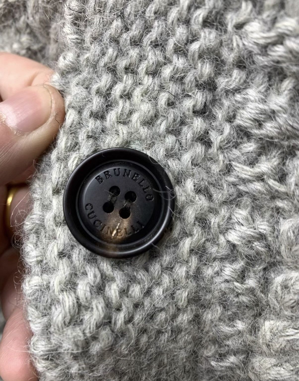 Brunello Cucinelli BRUNELLO CUCINELLI Grey Shawl Collar Cable Knit Heavyweight Size US M / EU 48-50 / 2 - 8 Thumbnail