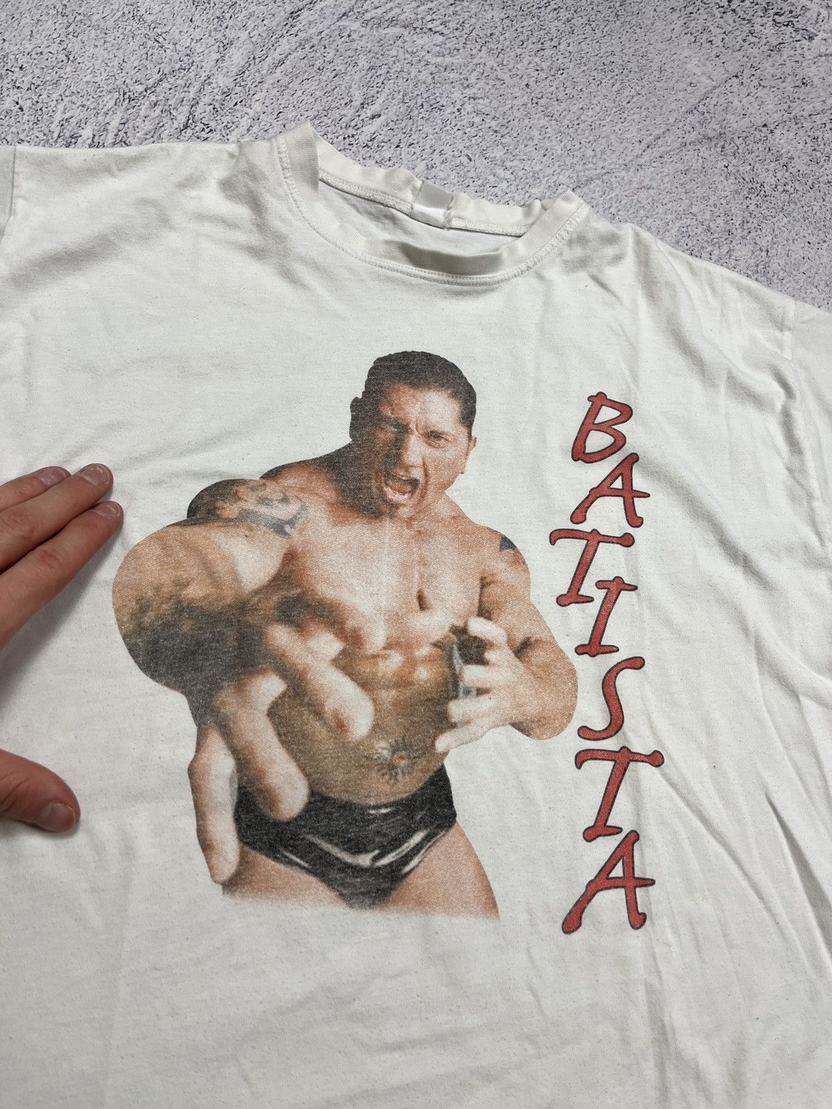 Vintage × WWE × WWF Vintage Batista WWE Rare White T-shirt Y2k Size US M / EU 48-50 / 2 - 6 Thumbnail