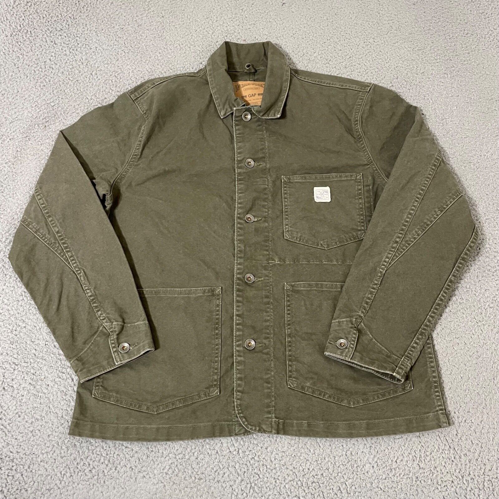Gap GAP Jacket Mens Small Green Workforce Chore Coat Denim Workwear